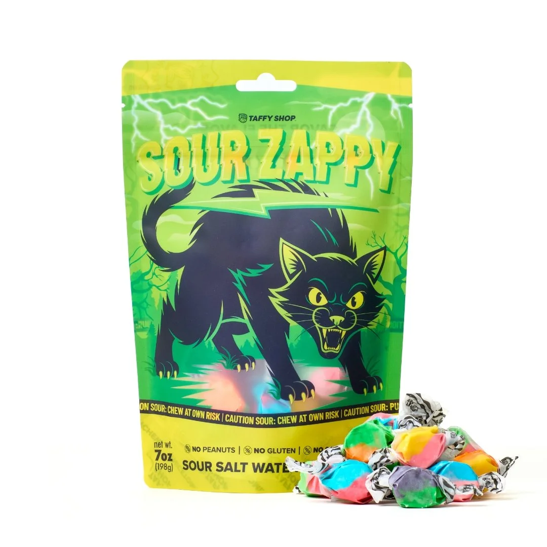 Zappy Cat Sour Salt Water Taffy Bag