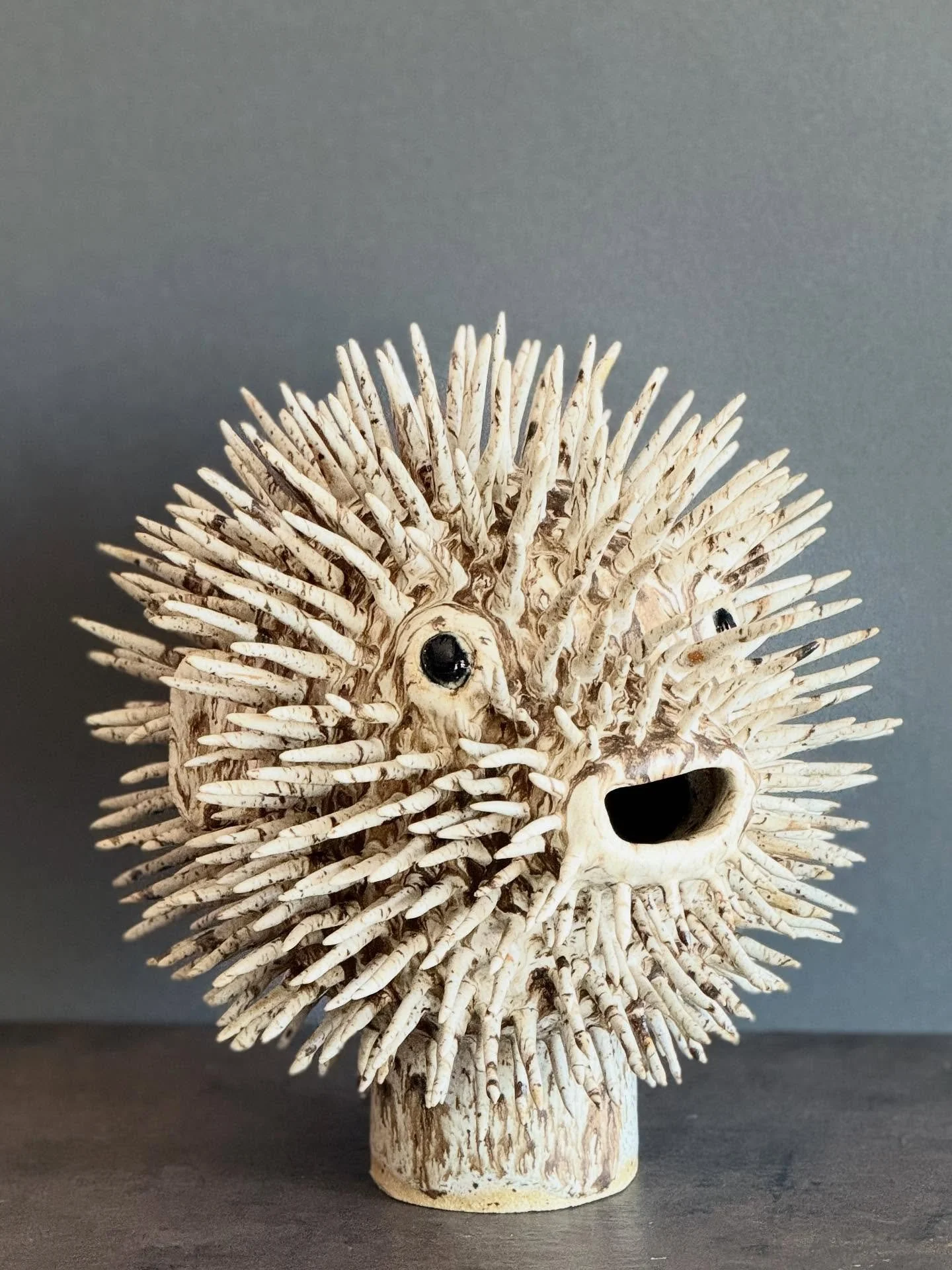 Last Spring Cathy&rsquo;s puffer fish stole the show 🐡 Every little spike was put on one at a time and at one point she dropped it and had to almost start over. Can you imagine? The patience! This one found a happy home already but I can&rsquo;t wai