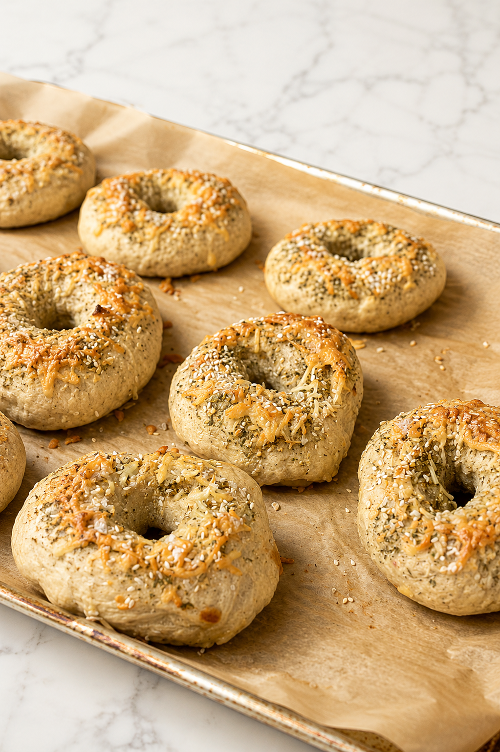 Homemade Roasted Garlic Herb Bagels