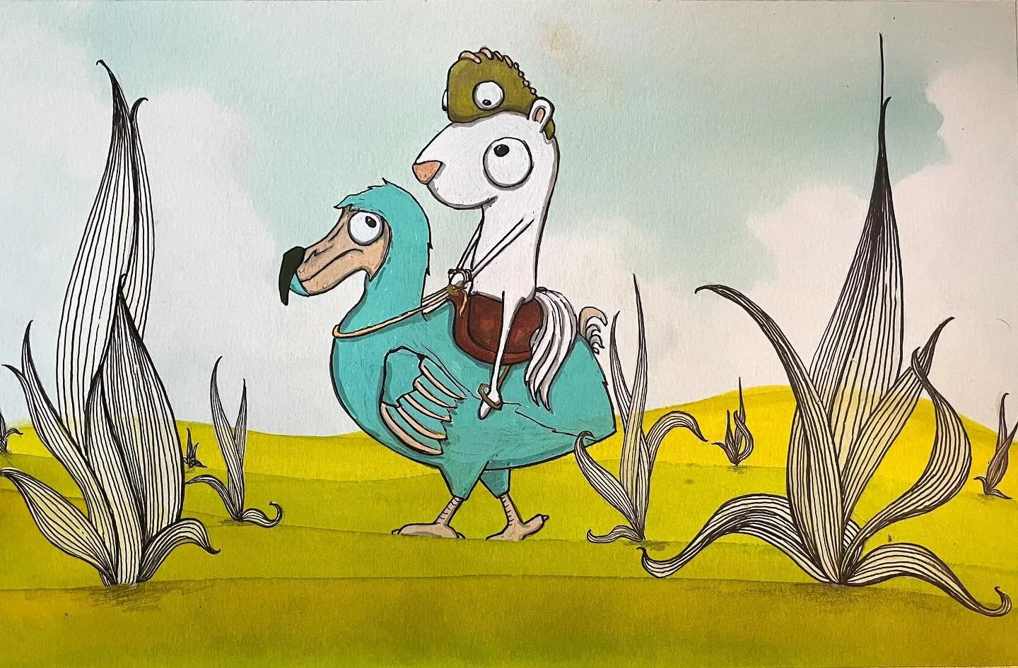 And then there was this&hellip;riding along on the teal DoDo bird🤷&zwj;♀️ #art #igart #analogart #illustration #mixedmediadrawing #creativelifehappylife #watercolorillustration  #mixedmedia #drawing #virginiaartist