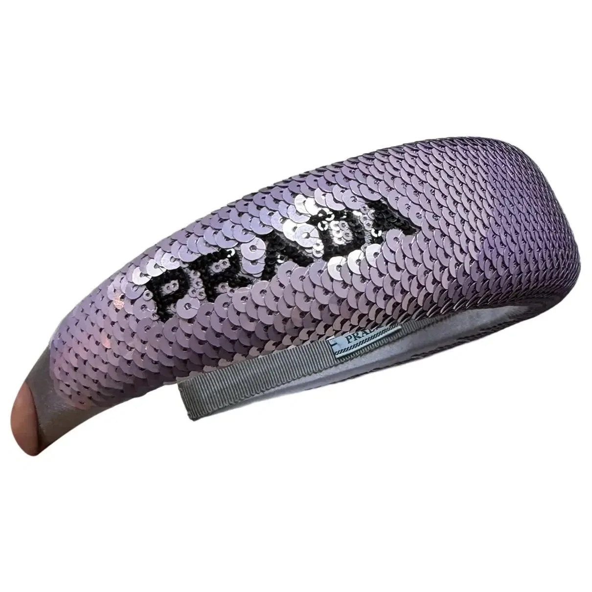 Prada Lilac Purple Sequin Logo Padded Headband NWT | Made in Italy | Luxury Hair Accessory