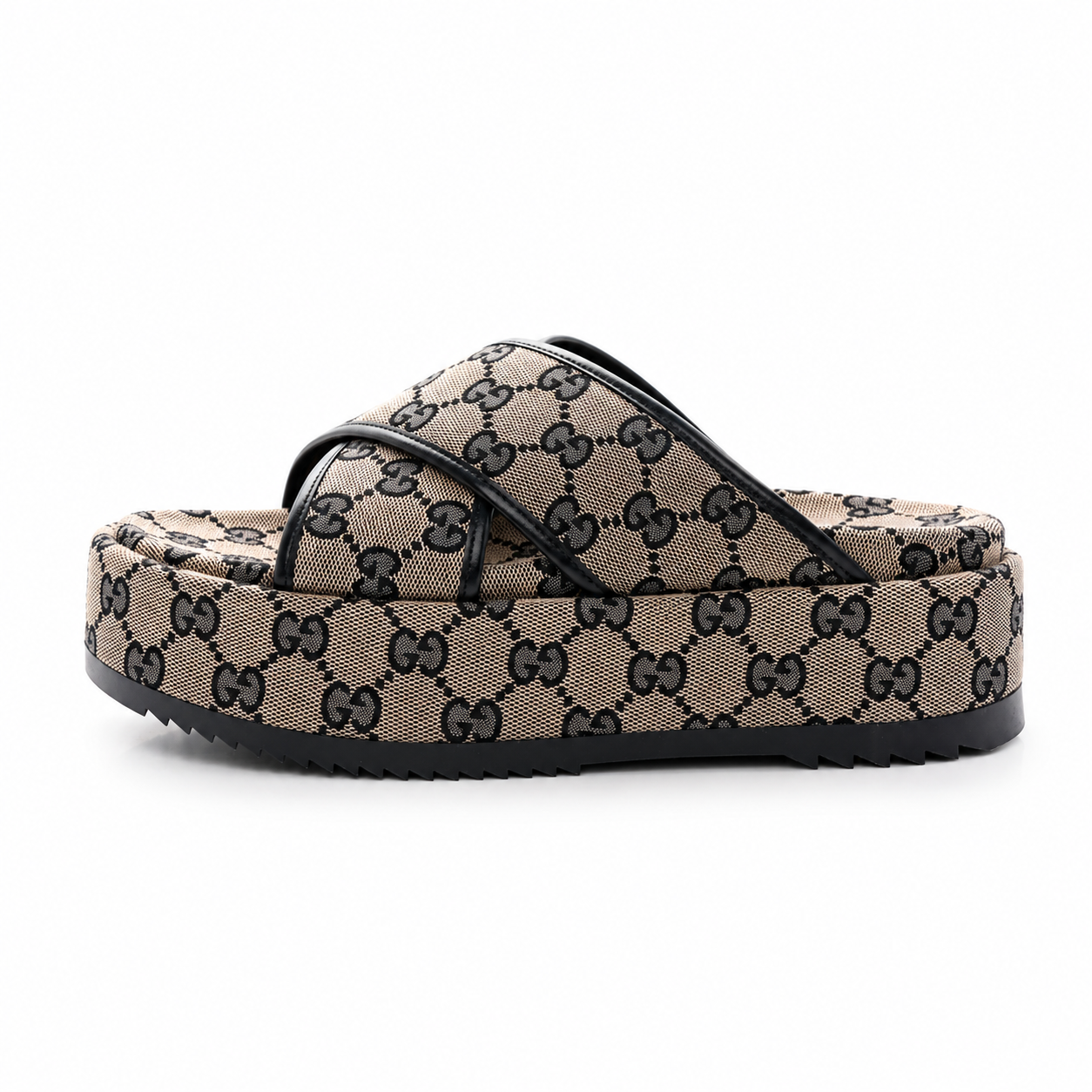 Gucci Original GG Canvas Platform Slides | Beige/Blue | Size 41 (Approx US Women's 10)