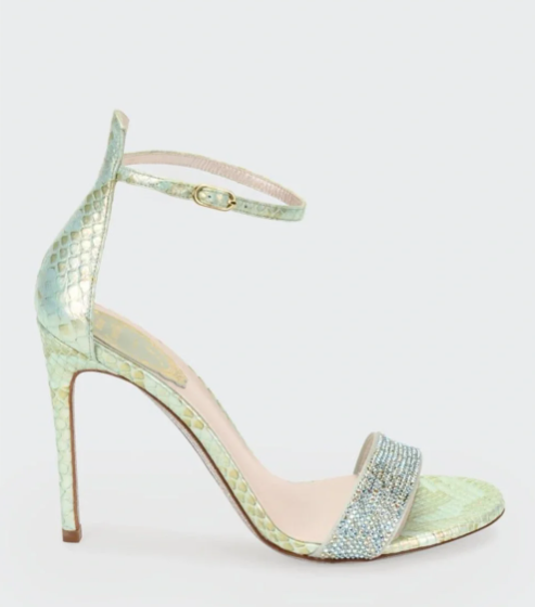 René Caovilla Iridescent Python-Print Crystal Sandals | Size 41 (Approx US Women's 10)