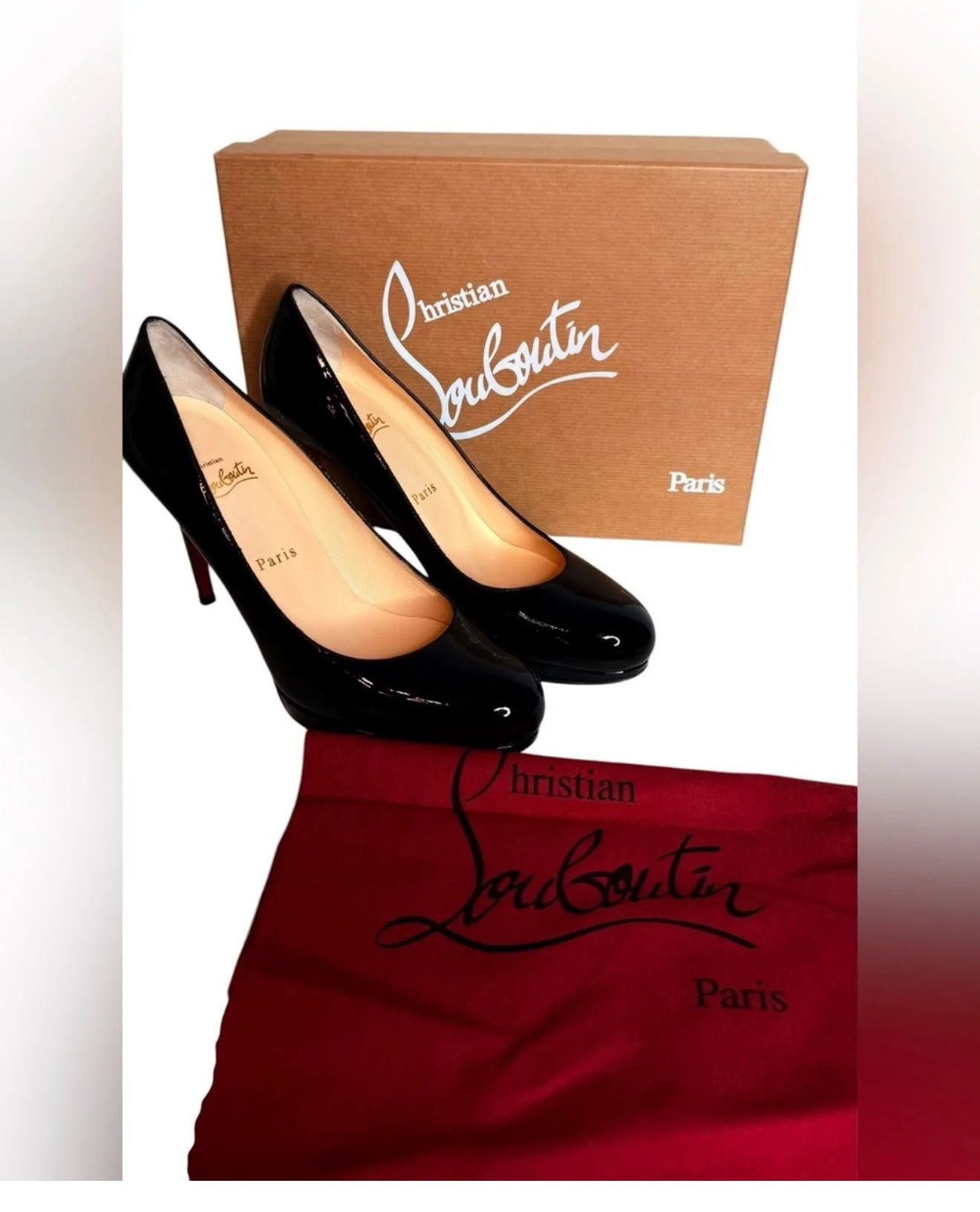 Christian Louboutin New Simple Pump 100 Patent Calf Pumps | Black Patent Leather | Size 38.5 (Approx US Women's 7.5)
