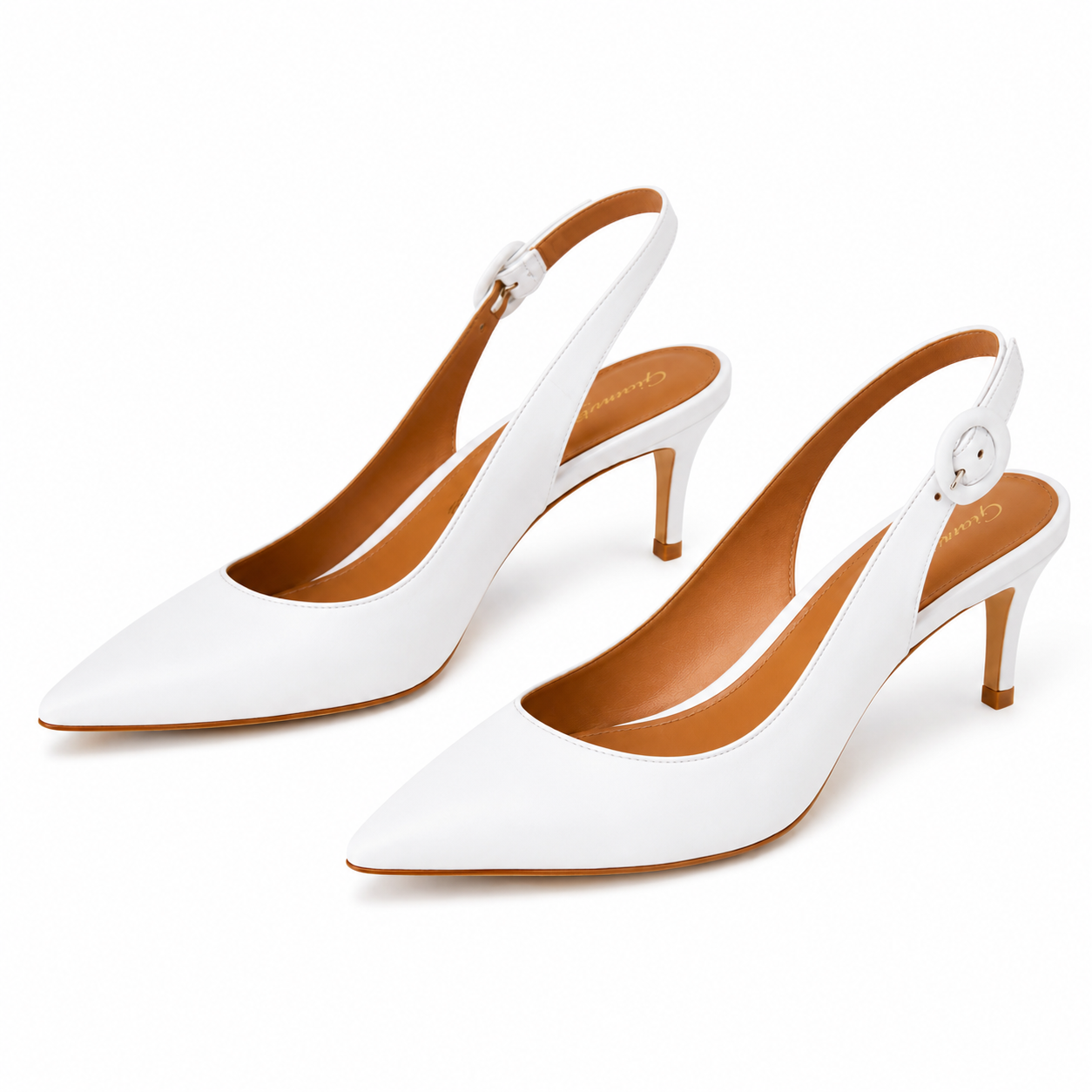 Gianvito Rossi White Leather Slingback Pumps White Leather Slingback Heels | Size 38.5 (Approx US Women's 7.5)