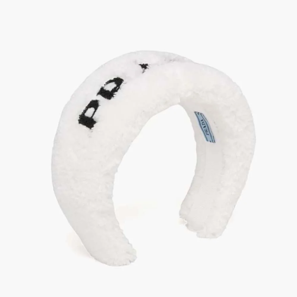 Prada White Terrycloth Logo Headband – New With Tags (NWT)