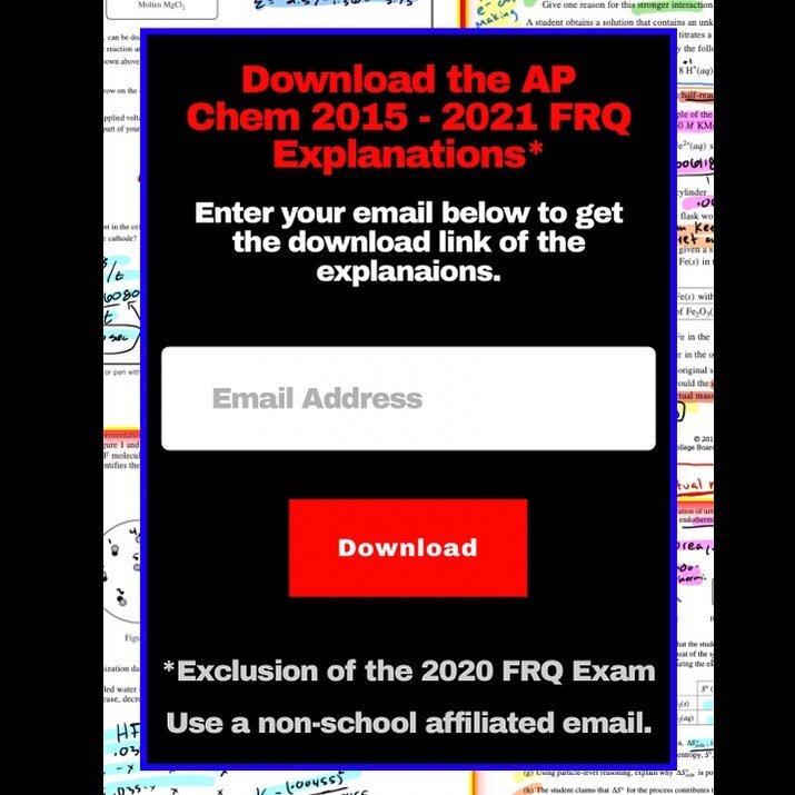 Click the link in my bio to download the 2015-2021 AP Chem FRQ explanations. Let me know if they are helpful.
