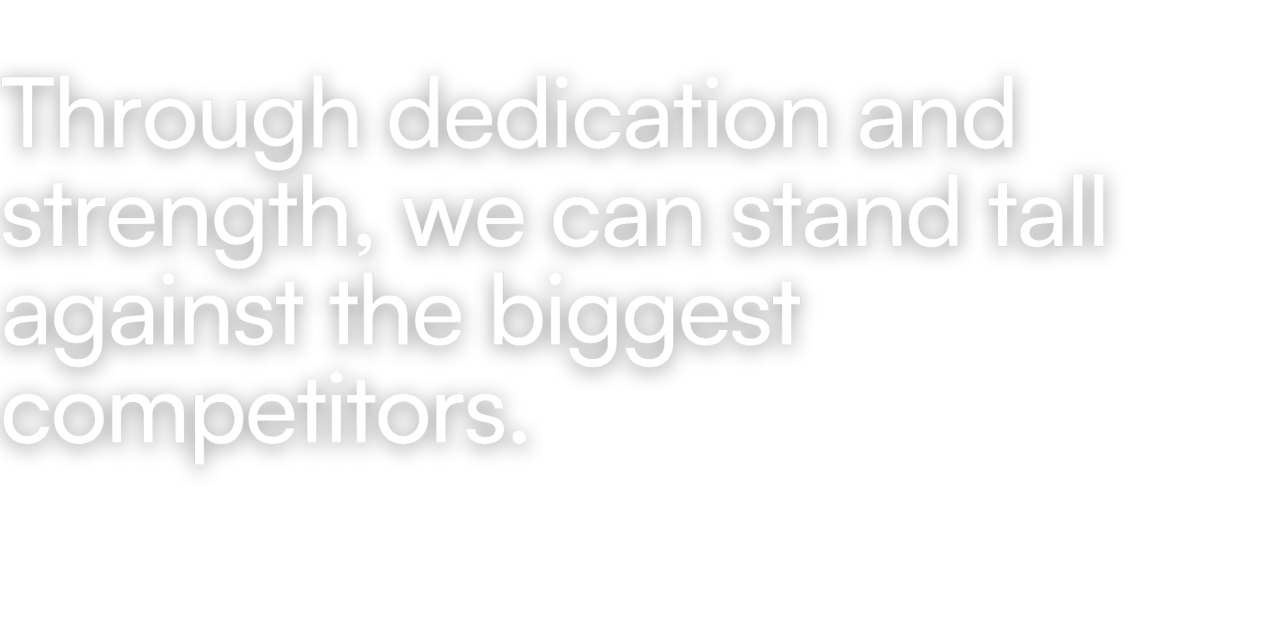 Inspirational quote on black background about dedication and strength.