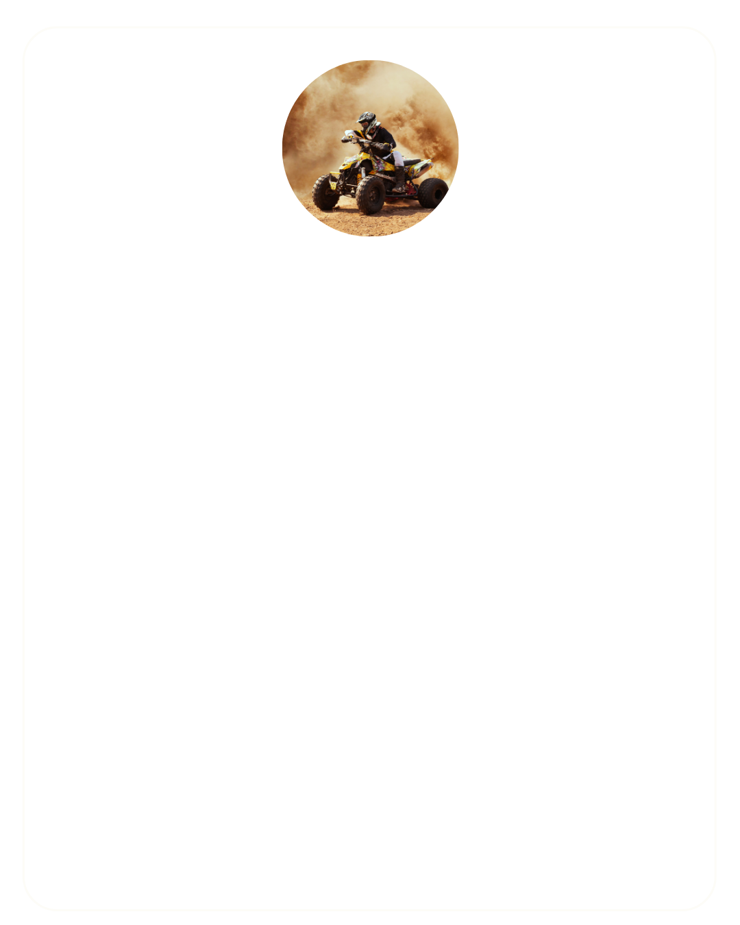 Testimonial card featuring "Giles Donovan, Quad Bike King" with a photo of a person riding a quad bike. The testimonial praises Erwane and the Social Boutique team for improving the business substantially in 18 months through effective advertising strategies.