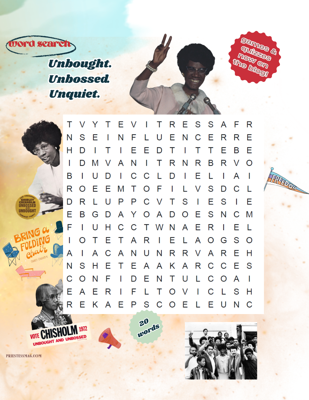 Word Search: Unbought Unbossed Unquiet