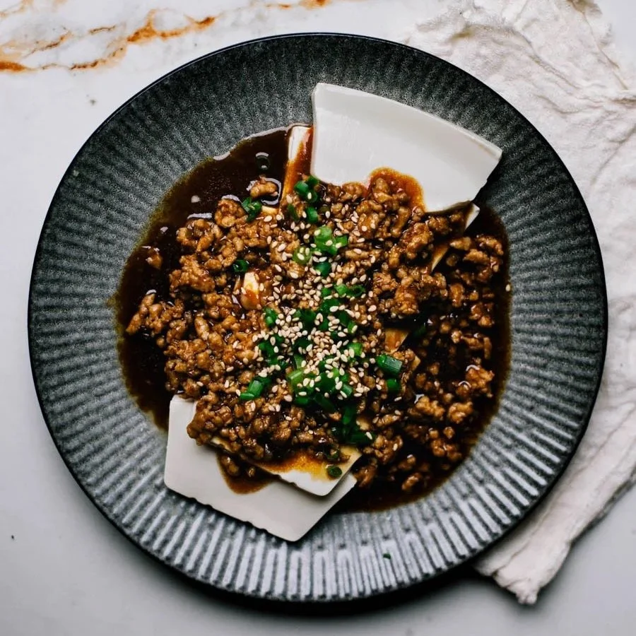 Silken Tofu & Minced Pork Sauce | 肉末蒸豆腐