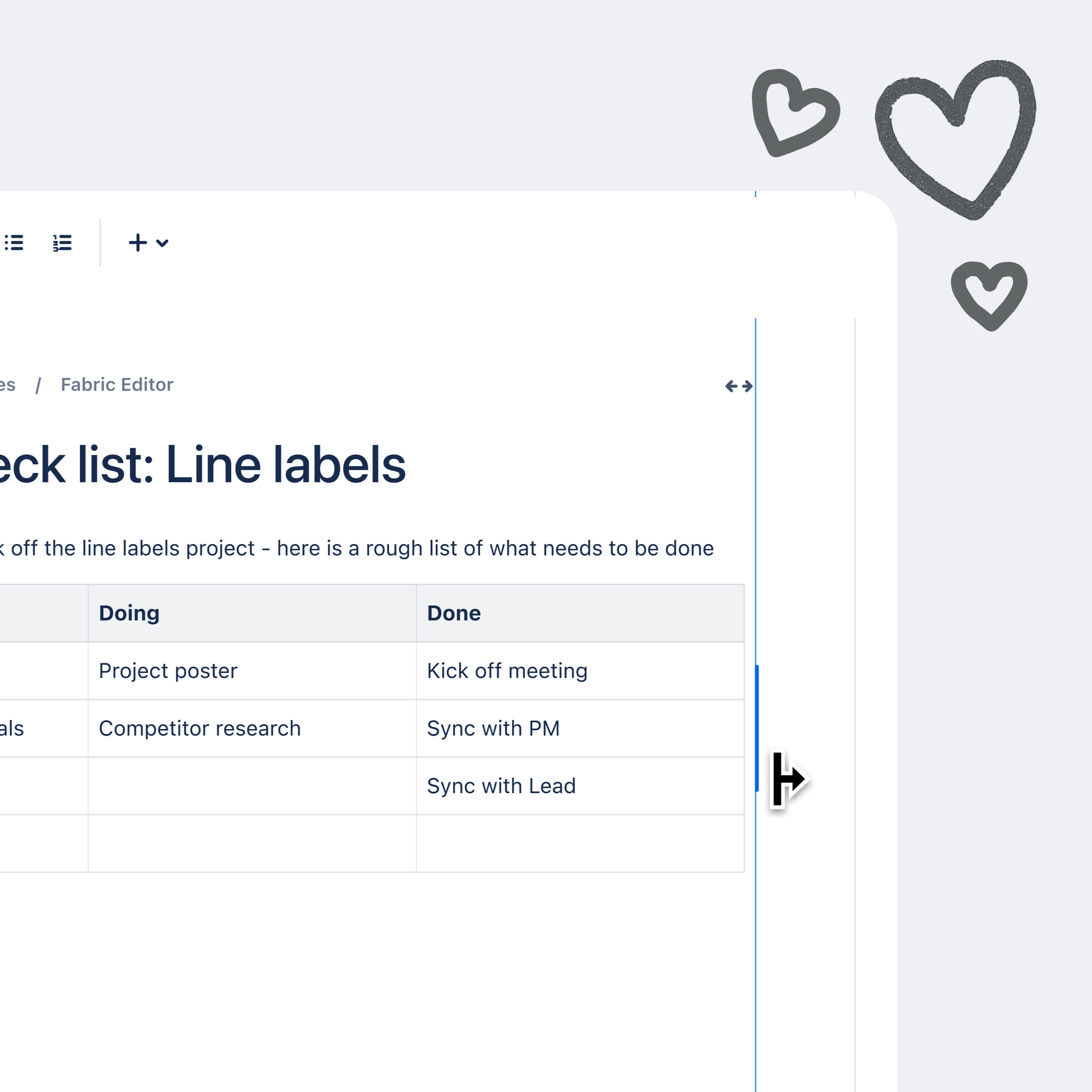 Flexible table resizing