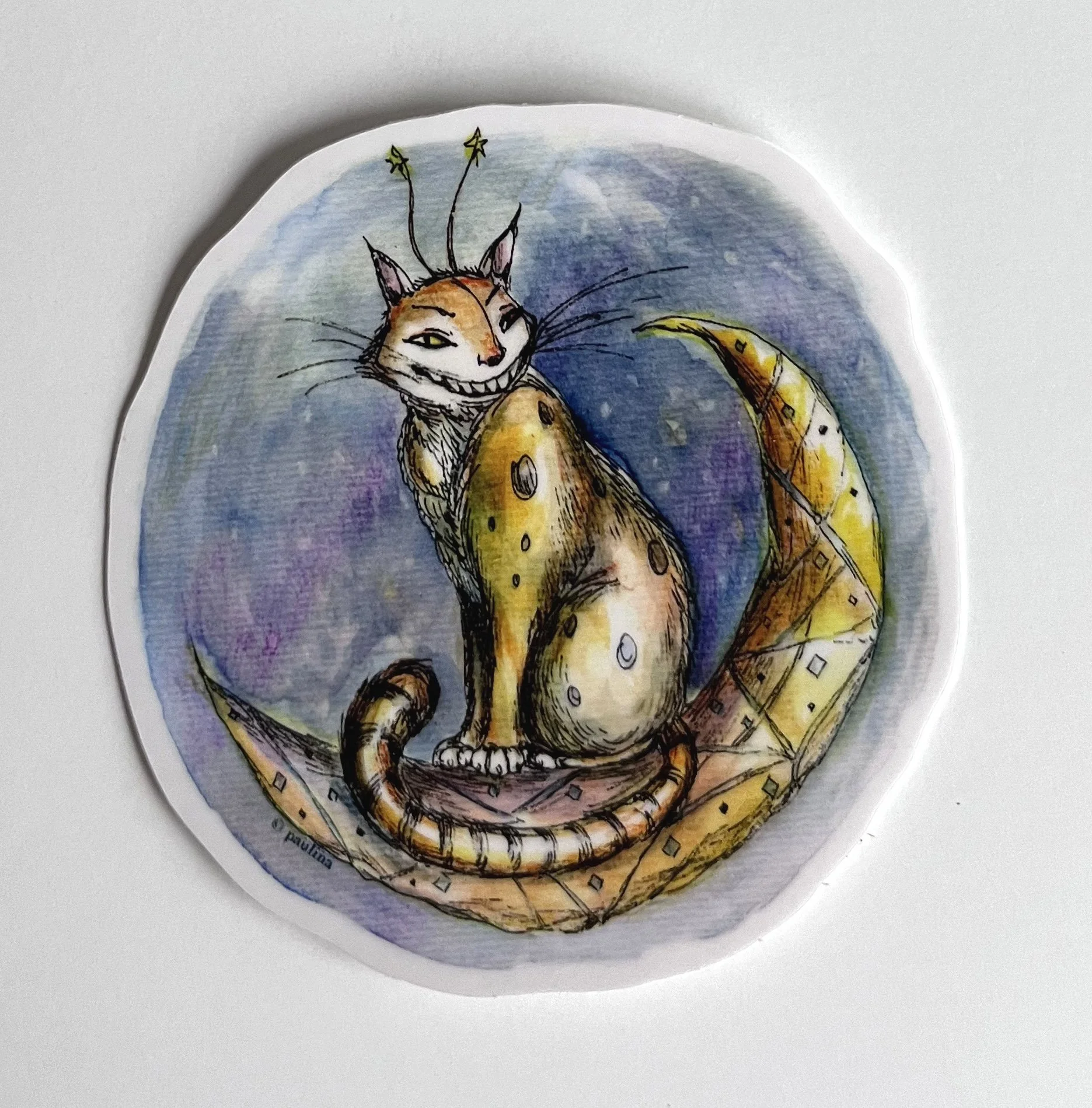 Neptune Space Cat Vinyl Sticker (3")