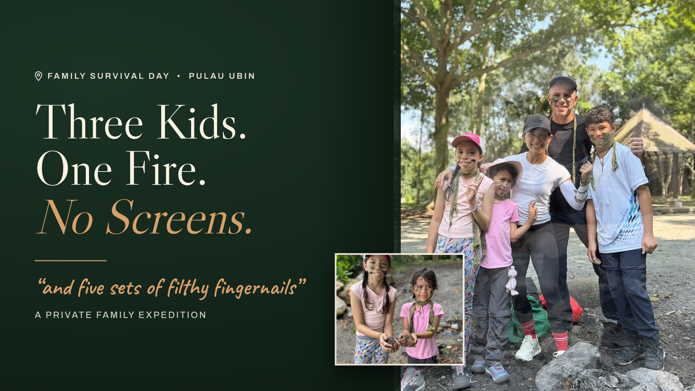 Three Kids, One Fire, No Screens: A Private Family Survival Day on Pulau Ubin