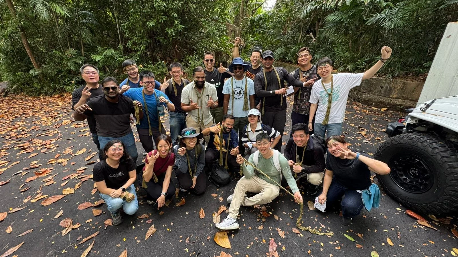Group photo from GIC Singapore corporate team bonding event at Fort Serapong