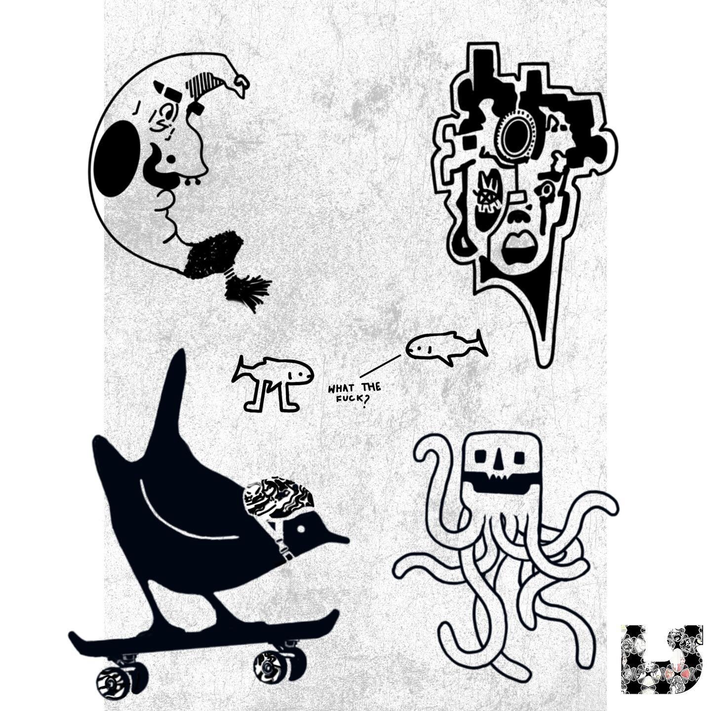Tattoo flash sheet #3 😎

Was working on this before my apprenticeship where I found out how difficult tattooing was 💀

This is the kind of flash I would love to be taking on as a tattoo artist in about a year or two :) 

Expect to see a healthy mix