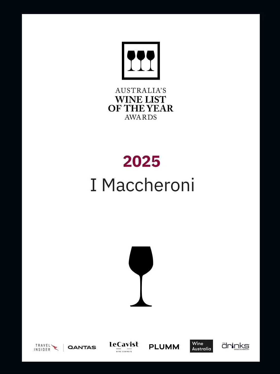 Absolutely honoured to have our wine list recognised again!! A big thank you to @auswinelistoftheyear 🍷 #imaccheroni