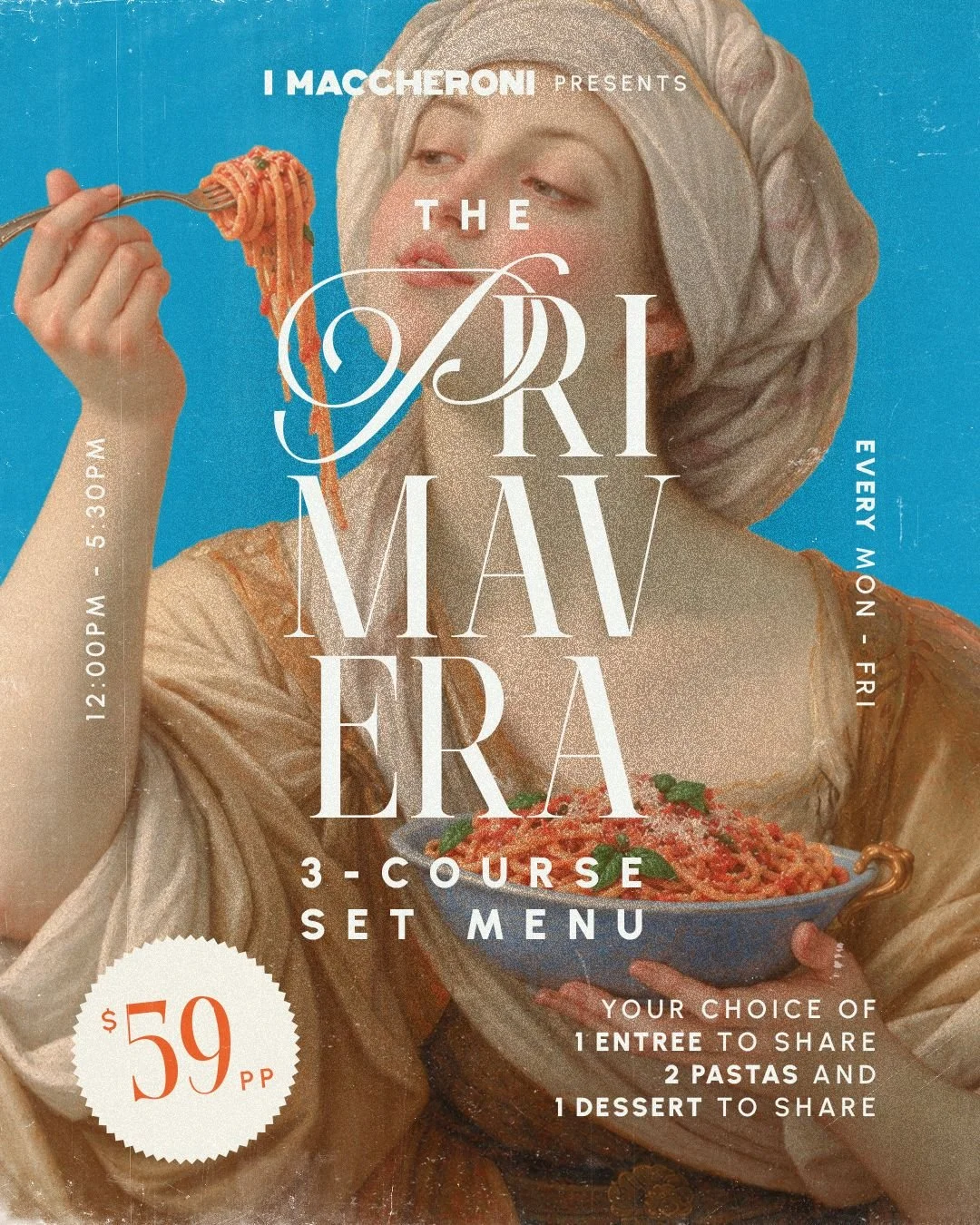 the Primavera $59 set menu