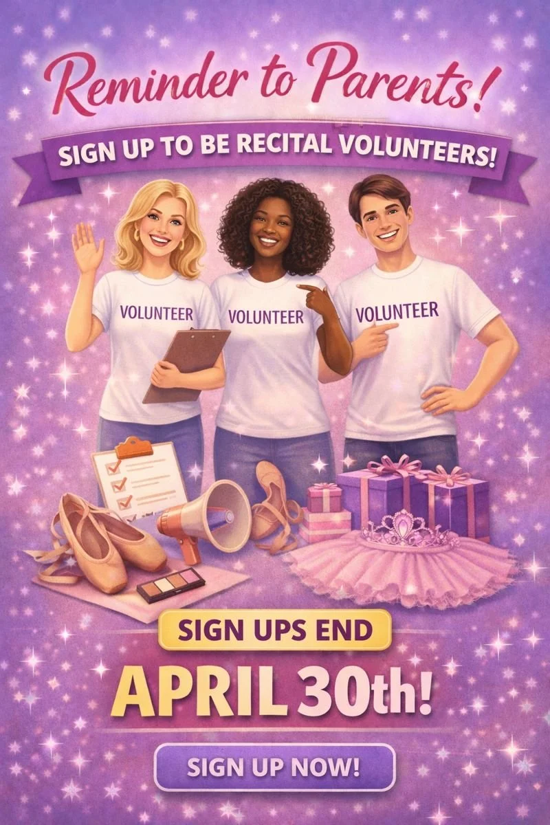 Recital Volunteers Sign Up by April 30th!