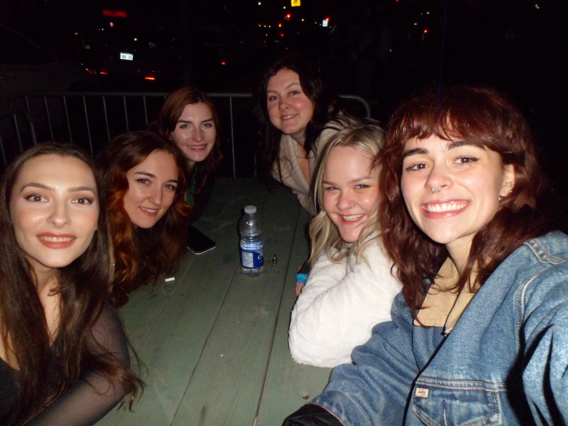 Six friends at a table