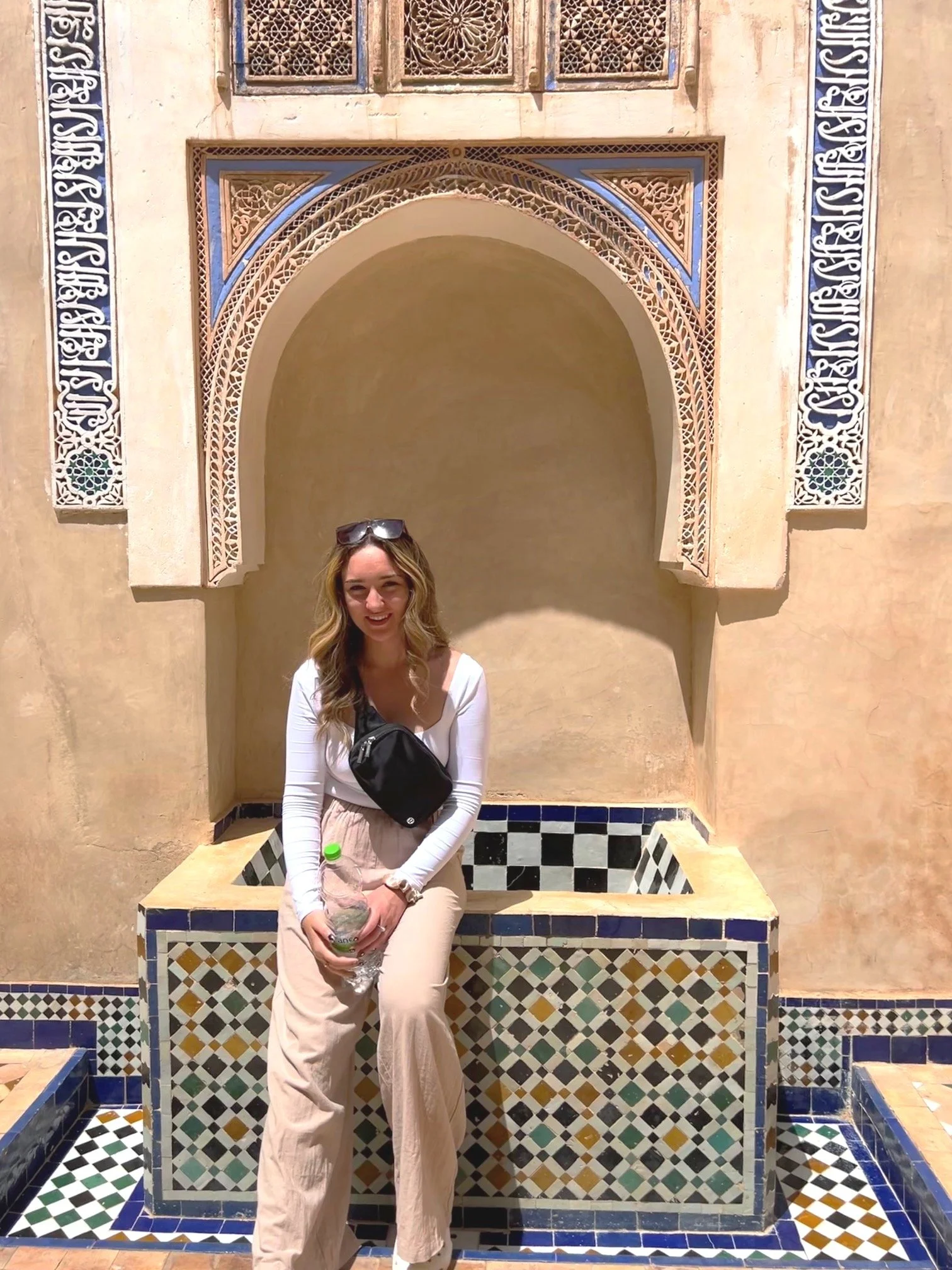 girl sitting at Bahia Palace