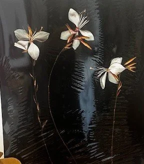 "3 Flowers" by Doug McLarty, matted scanography print, 25"x35"