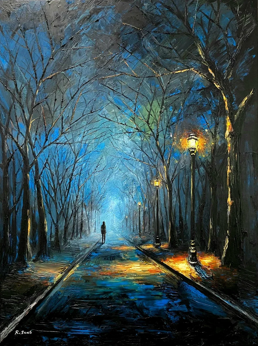 "Evening Walk" by Rabea Saab - oil on canvas 30"x40" 