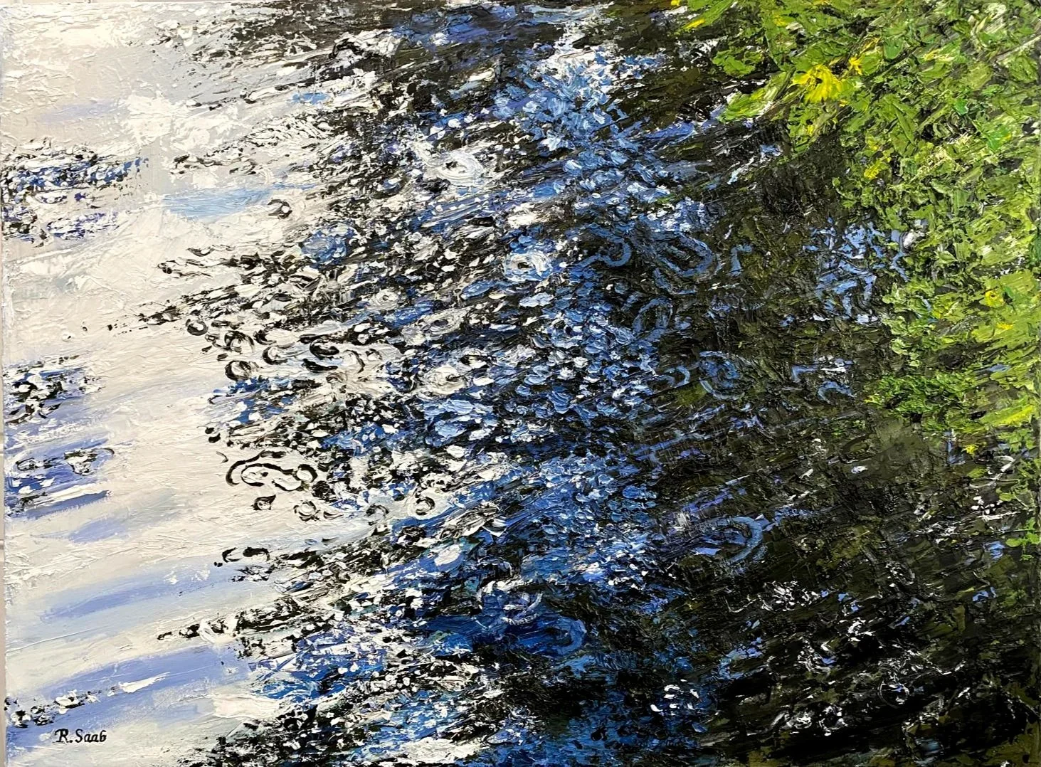 "Abstract Reflections" by Rabea Saab - oil on canvas, 30"x40"