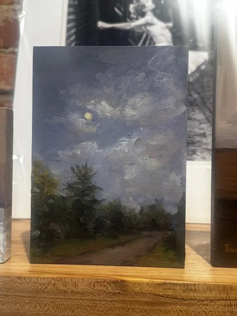 small wood paintings by Ewelina Flamm, oil on wood, custom portraits available