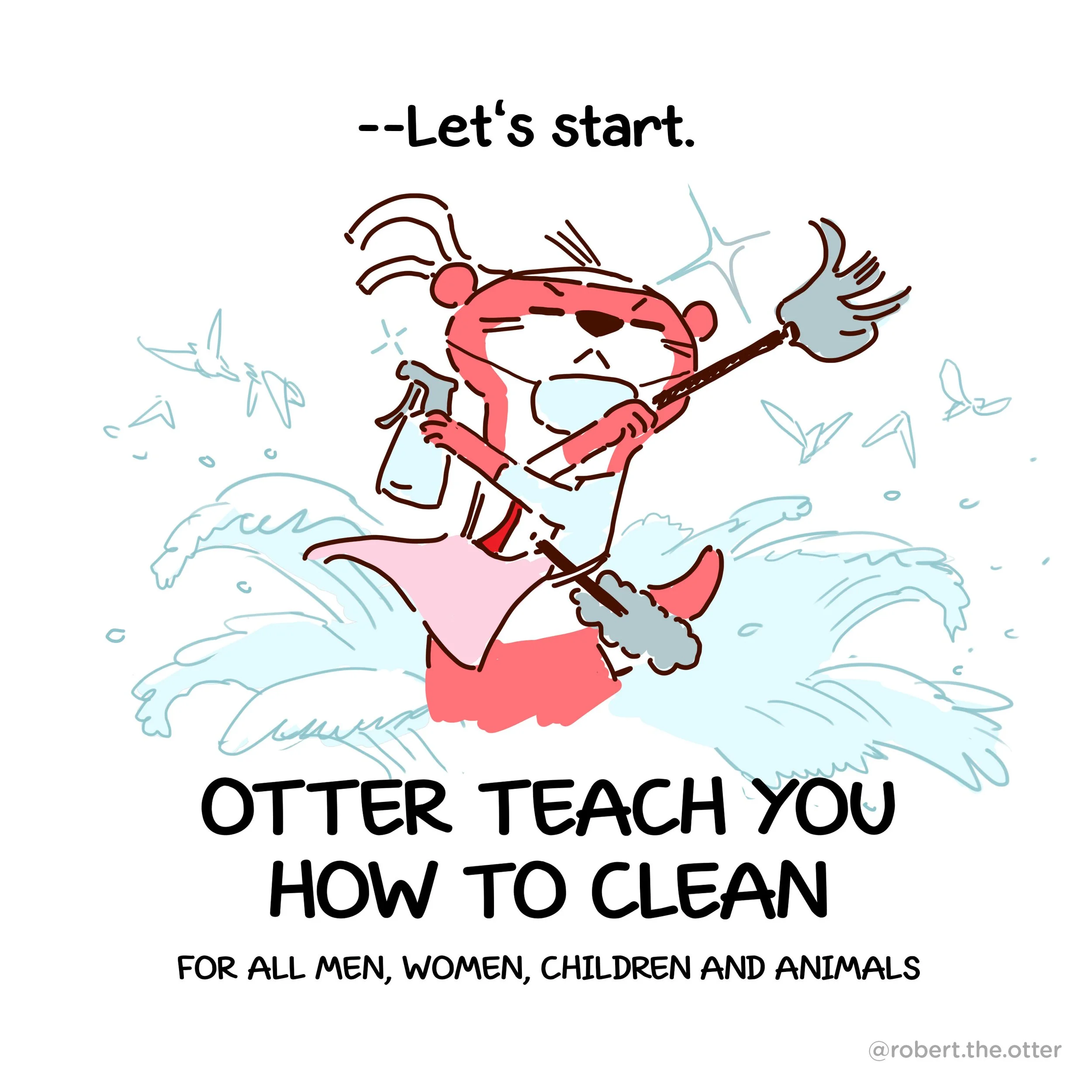 Comic of cute red otter animal cartoon mascot character