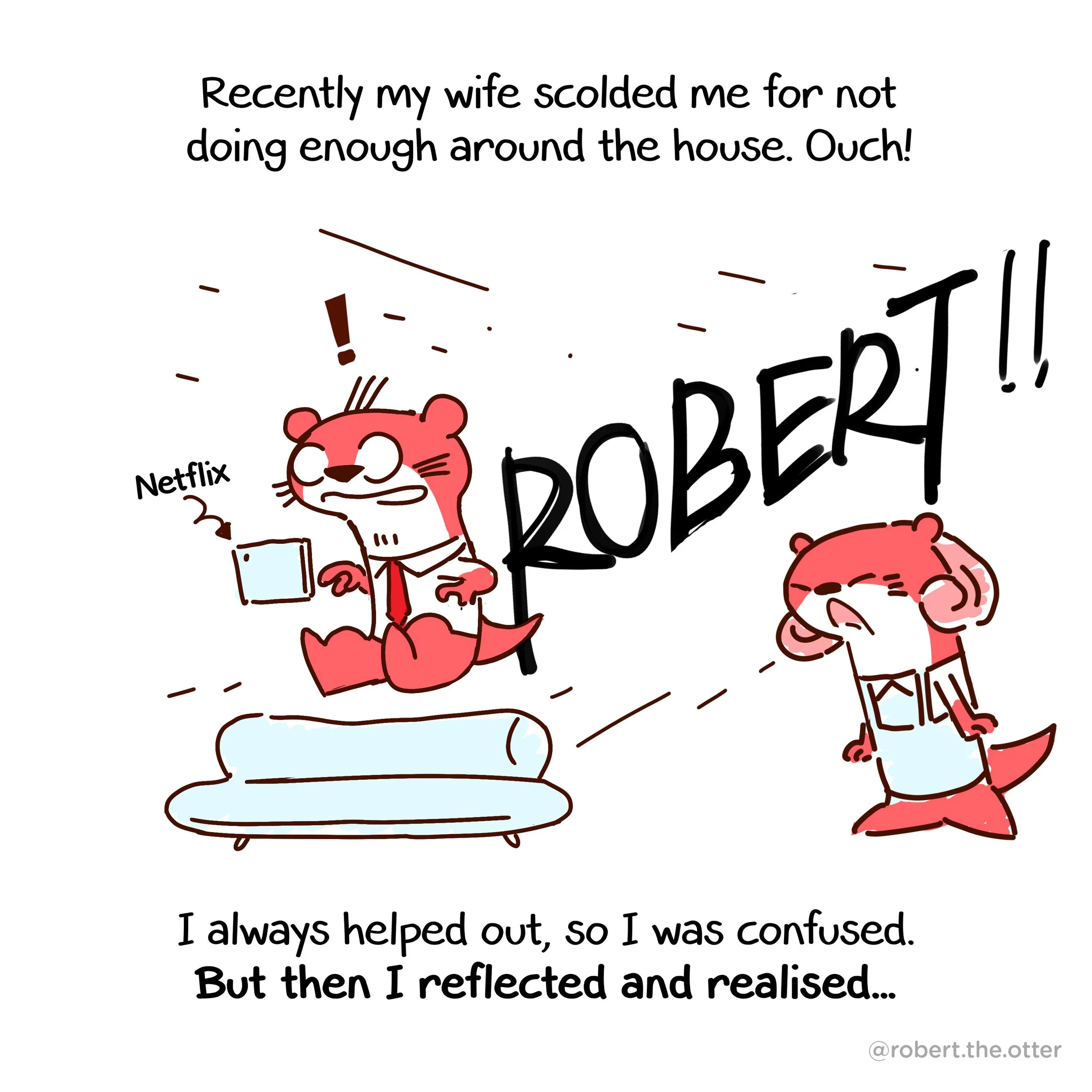 Comic of cute red otter animal cartoon mascot character