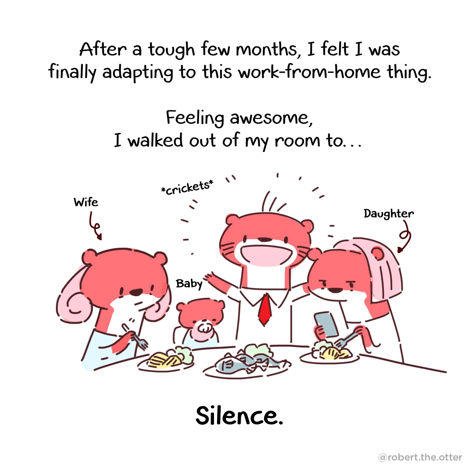 Comic of cute red otter animal cartoon mascot character