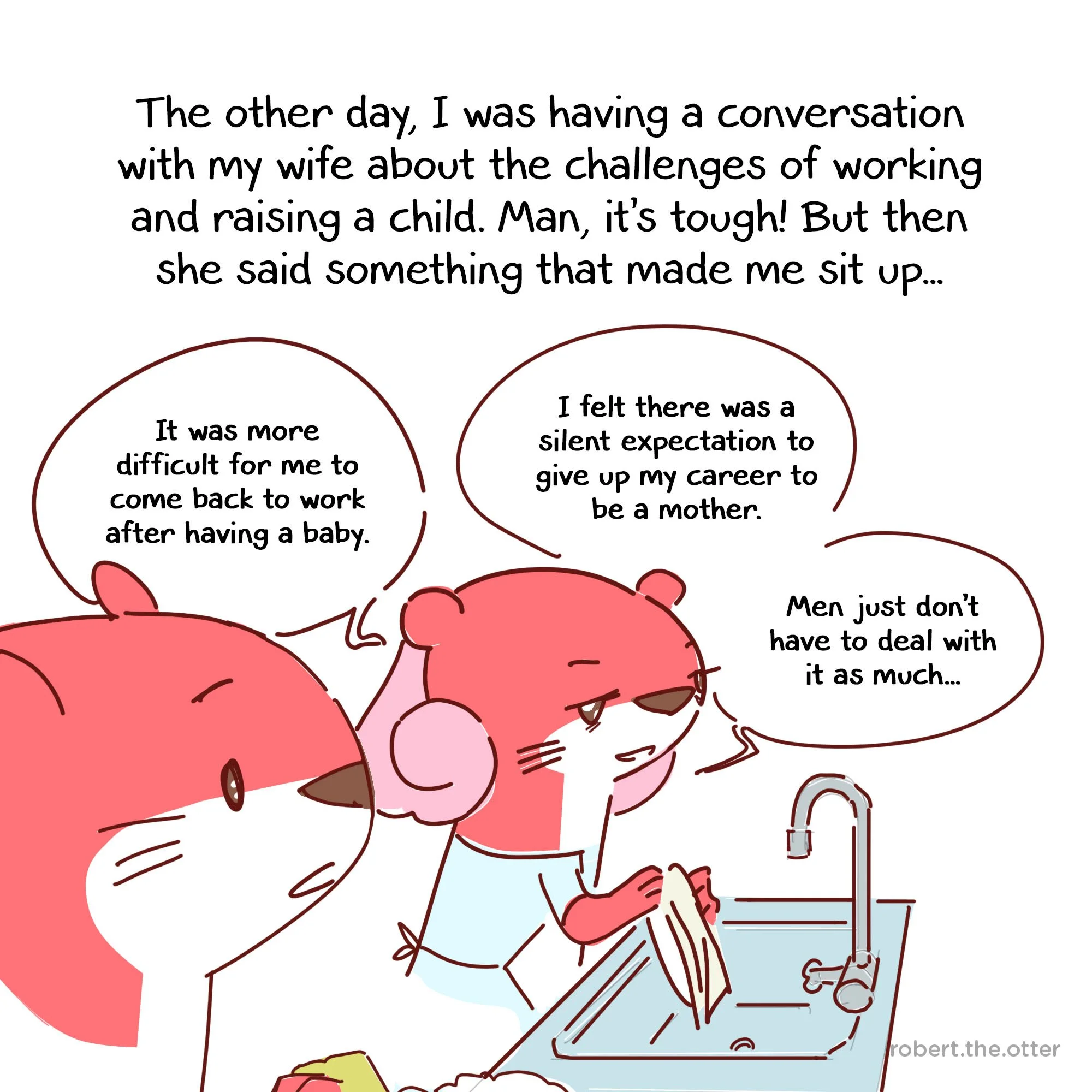 Comic of cute red otter animal cartoon mascot character