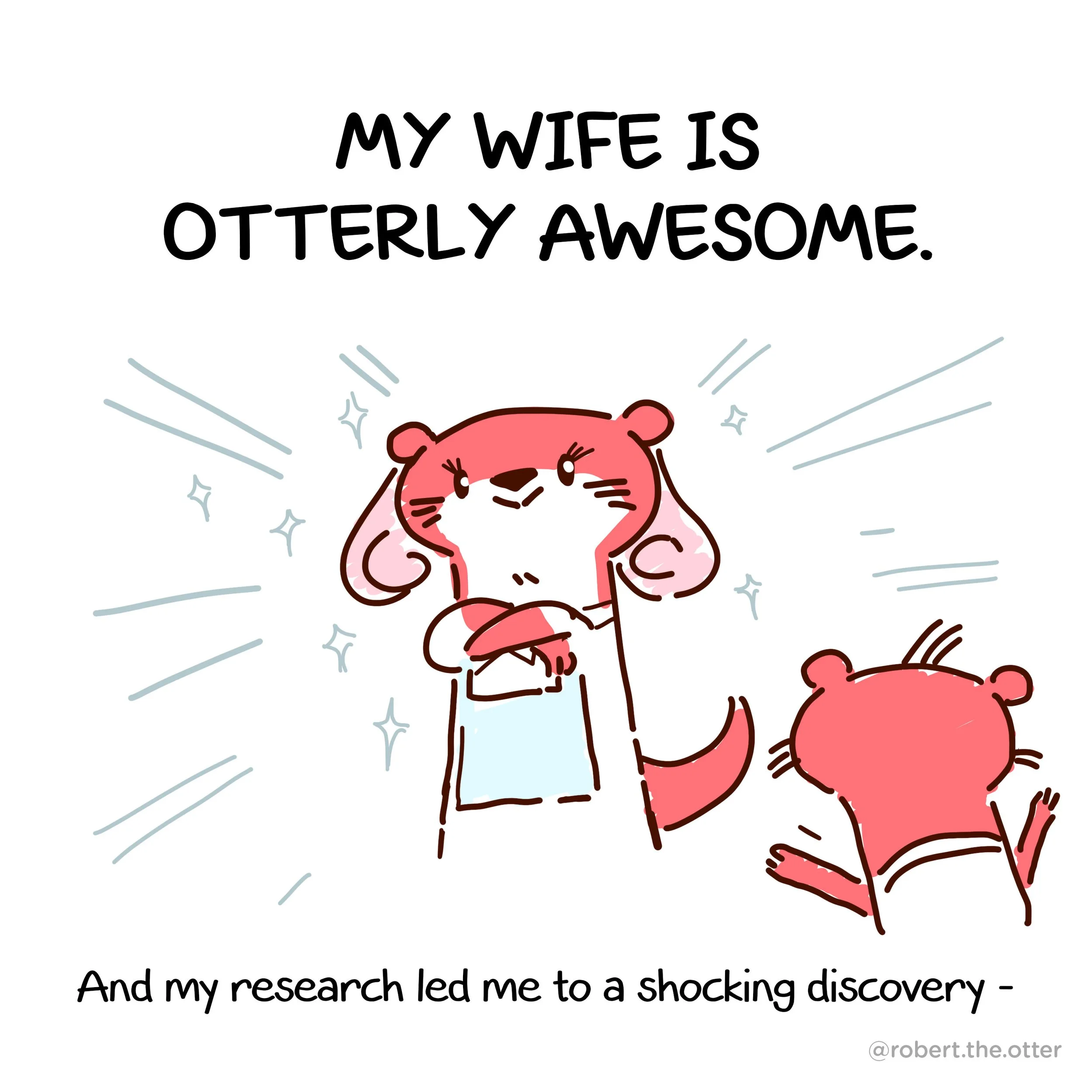 Comic of cute red otter animal cartoon mascot character