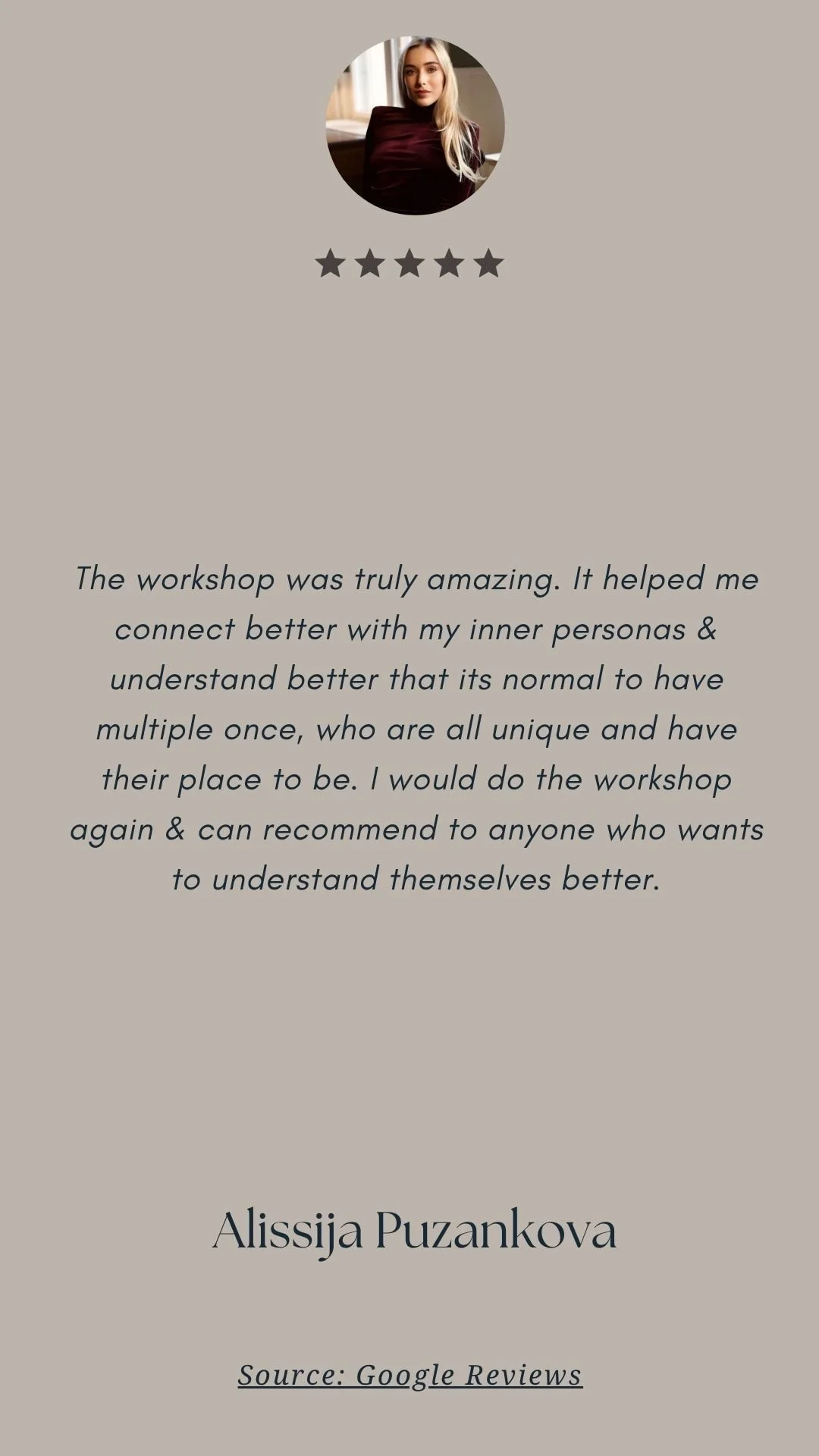 Testimonial describing meaningful results from 1:1 coaching focused on clarity and self-discovery