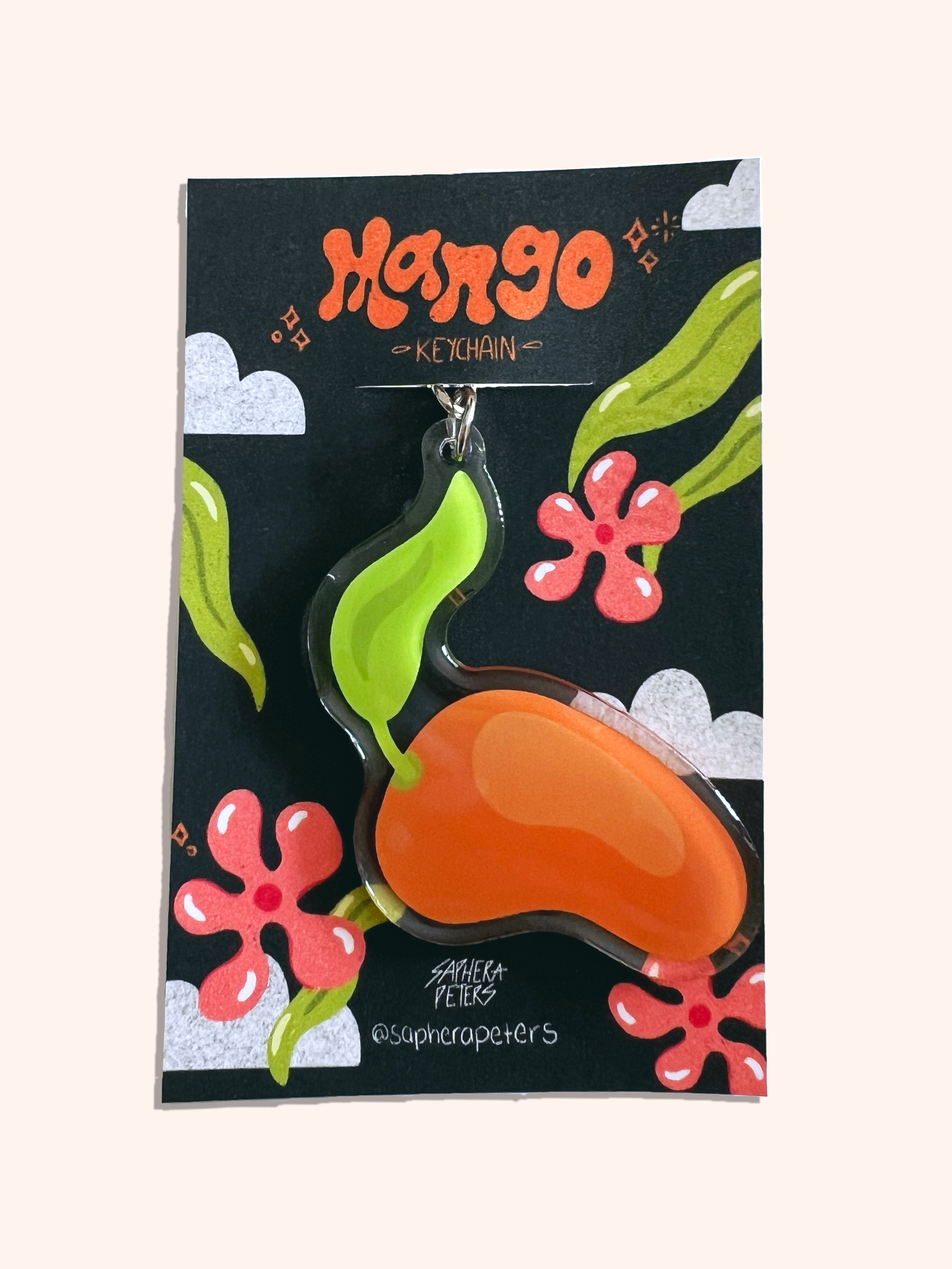 Mango Keychain – Acrylic with Epoxy Finish, Tropical Accessory, 2x1.5 ...