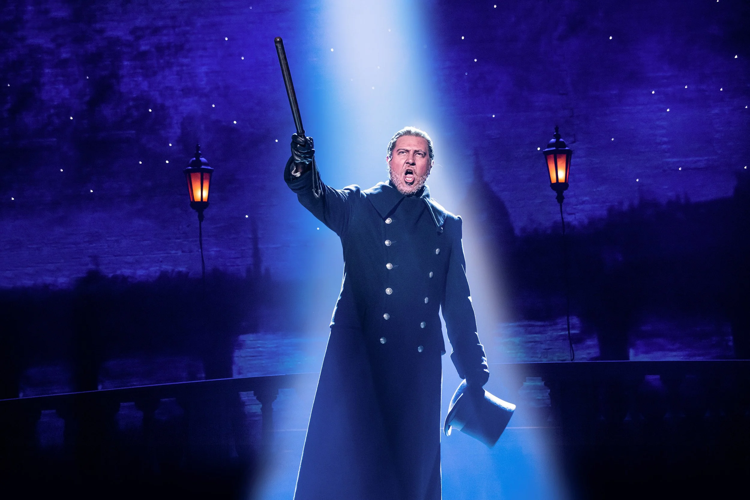 Preston Truman Boyd as Javert in Les Misérables. Photo Matthew Murphy & Evan Zimmerman for MurphyMade