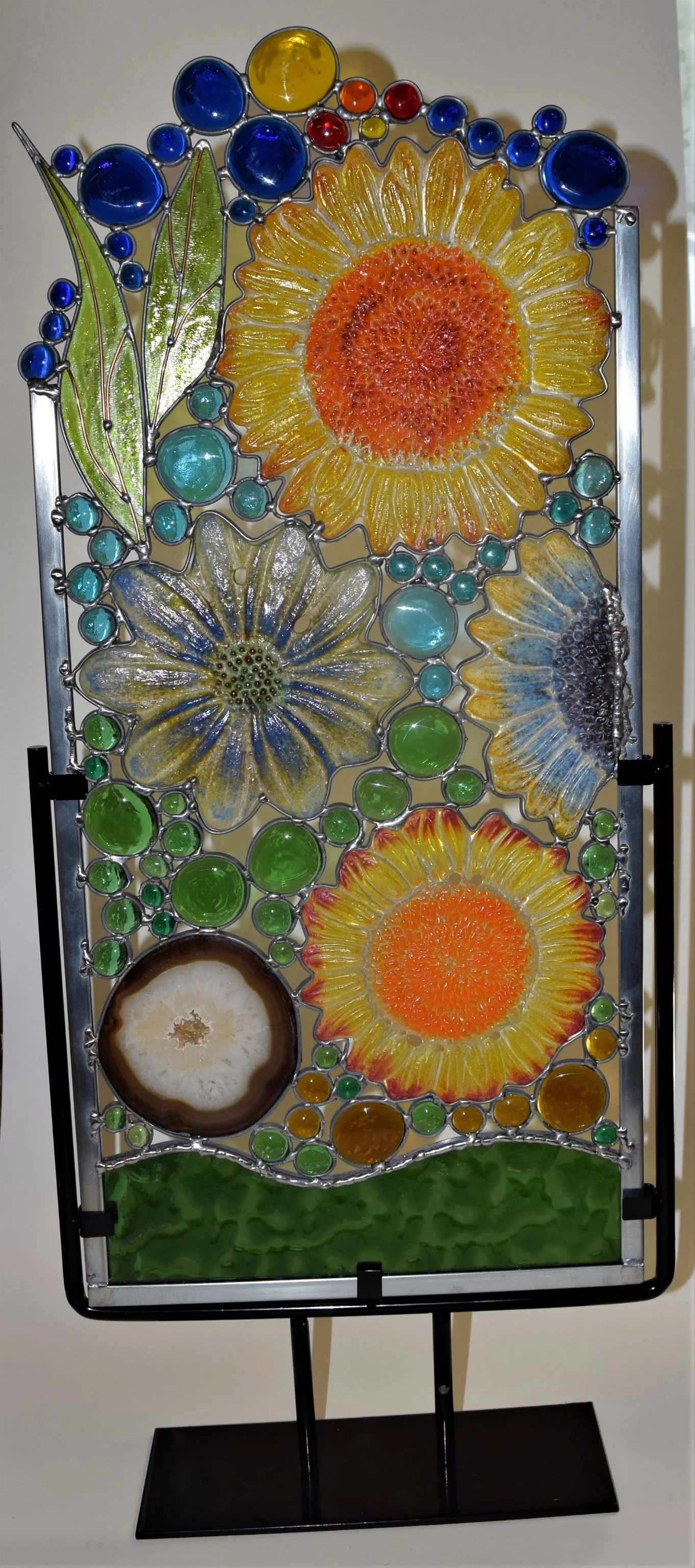 Stained glass standing floral panel No. 01