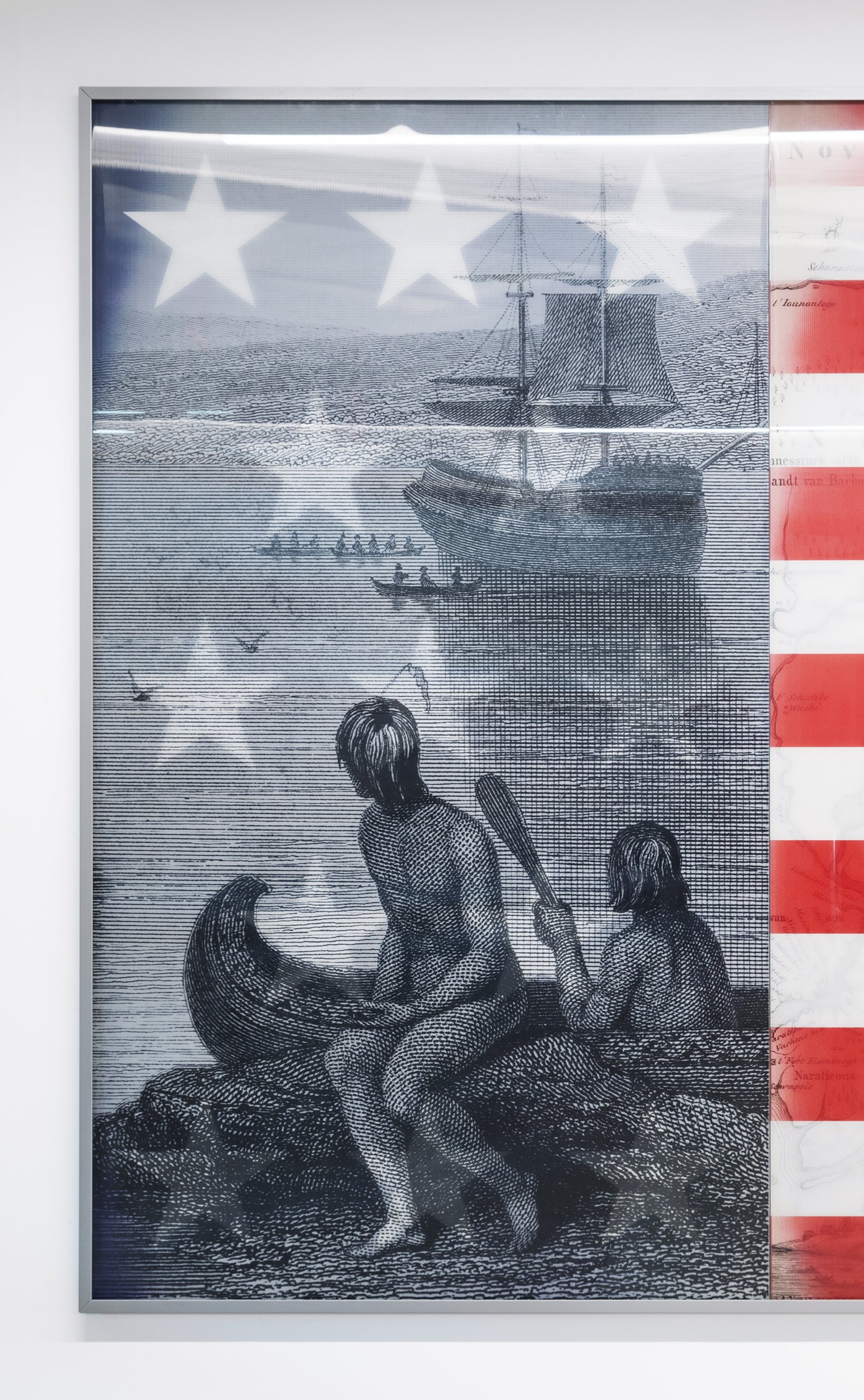   A History of US (detail),  2022 Lenticular prints Image:&nbsp;The Landing of Henrick Hudson, 1609 The Gilder Lehrman Institute of American&nbsp;History 