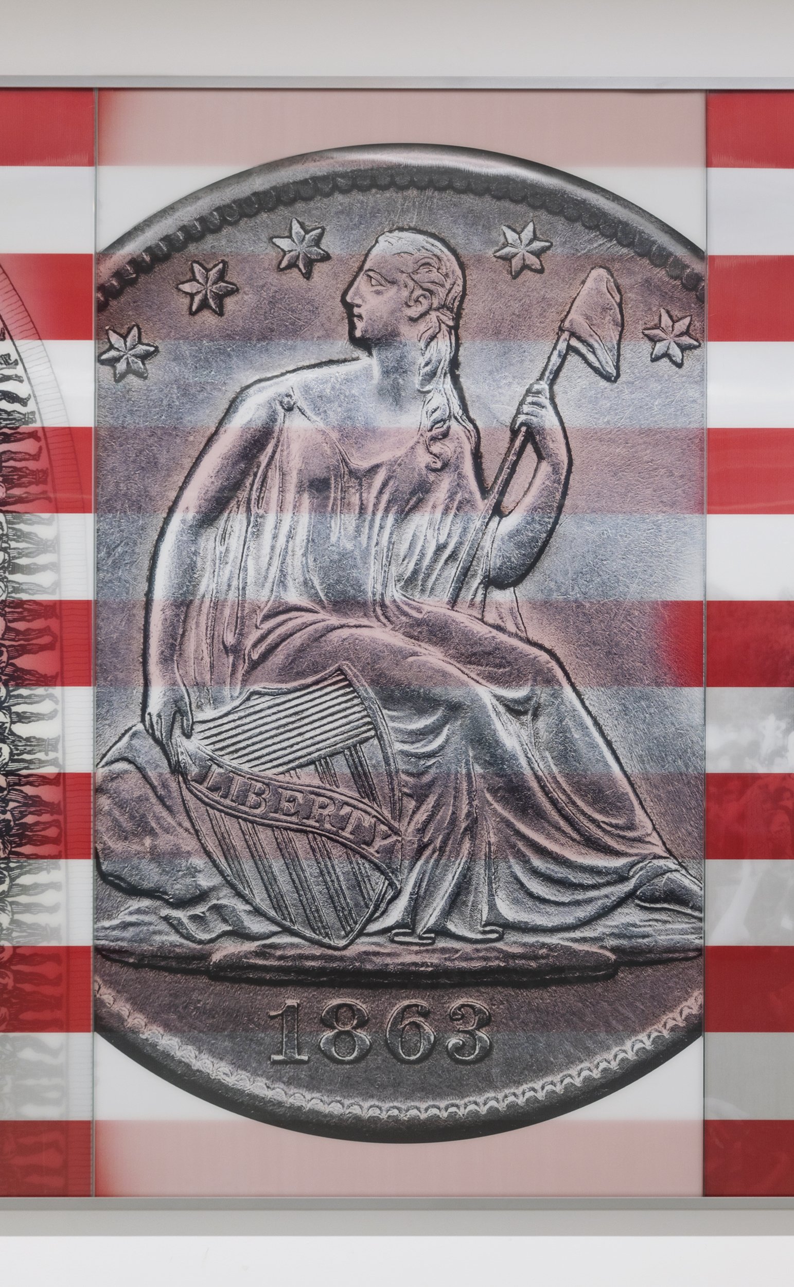   A History of US (detail),  2022 Lenticular prints Image:&nbsp;Seated Liberty Coin, 1863  United States Mint 