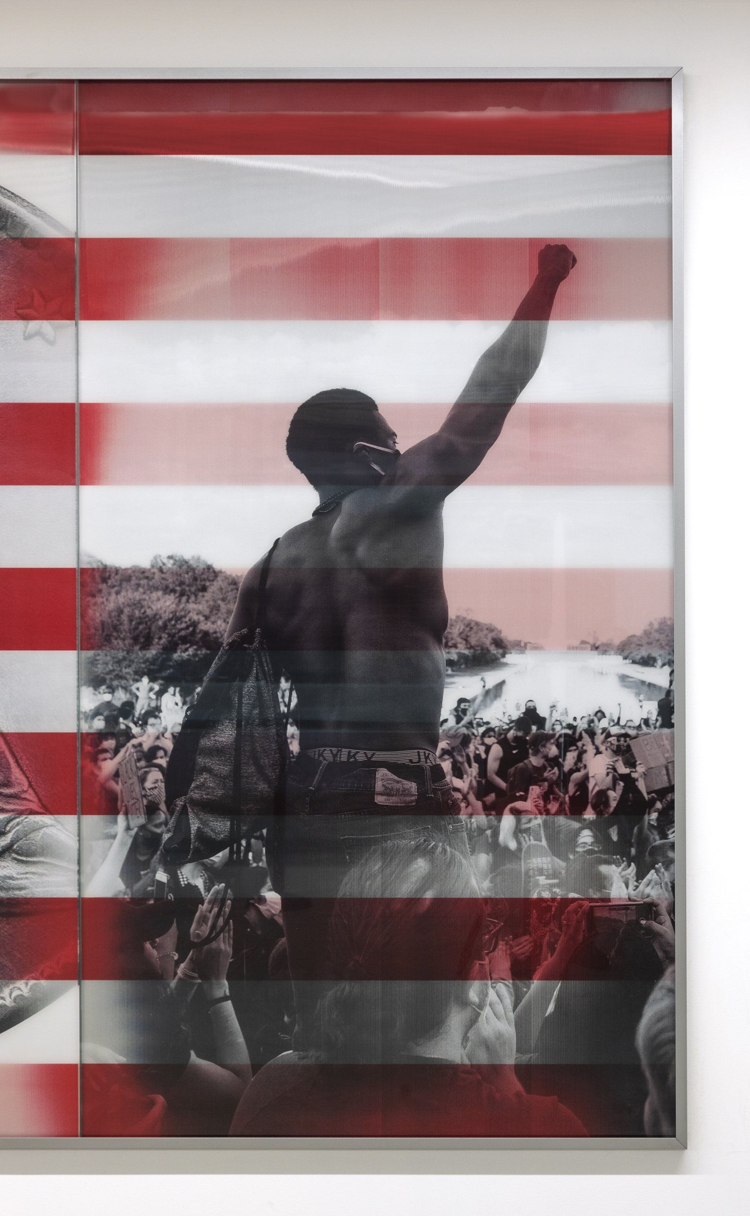   A History of US (detail),  2022 Lenticular prints Image:&nbsp;Fist of Freedom, 2020  André Chung&nbsp; 