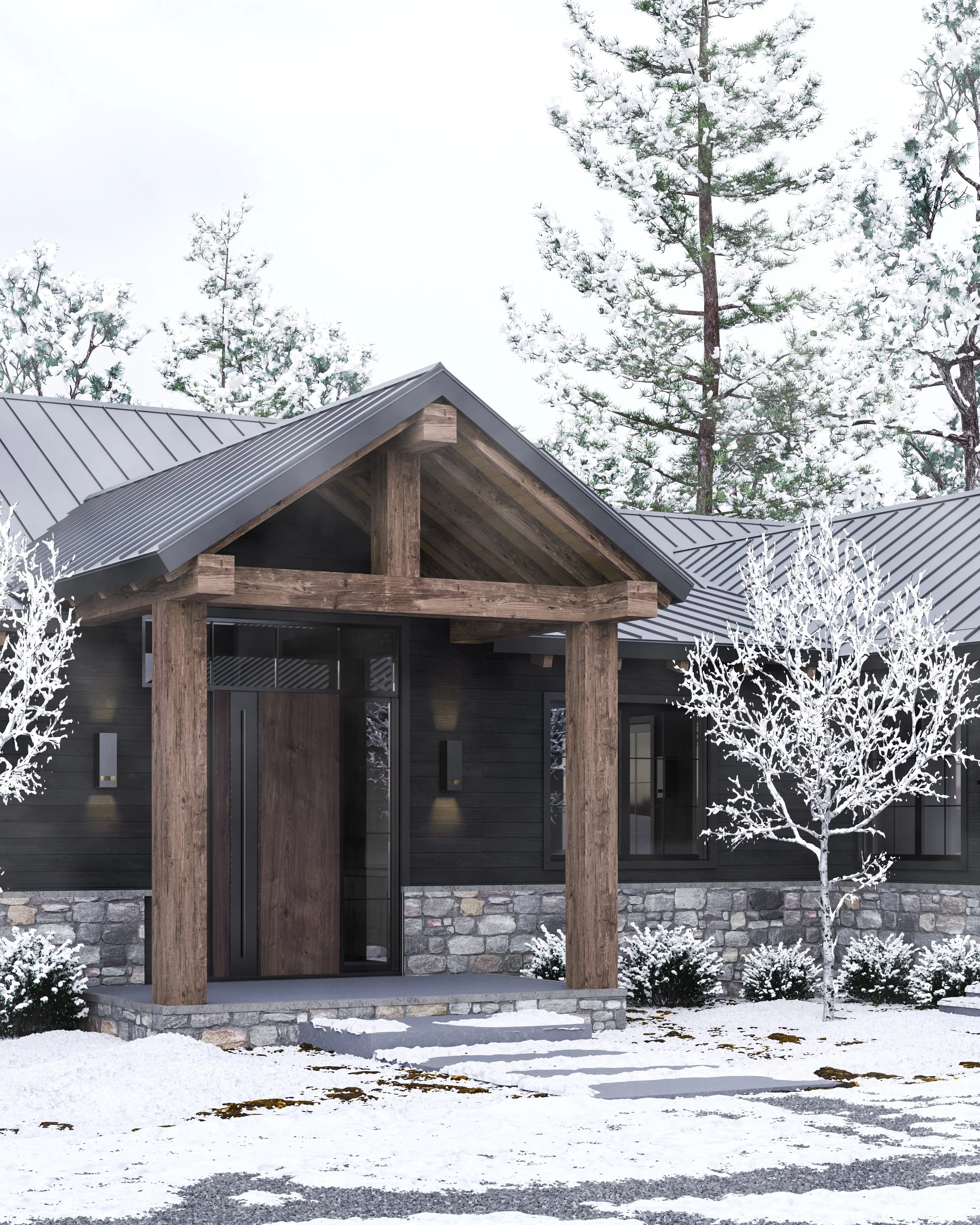 Hall residence entry closeup - Van Voorhis Architect