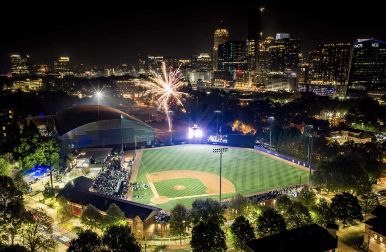 Georgia Tech field at night