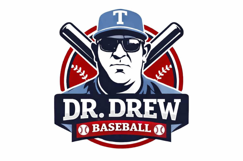 Dr. Drew Baseball Logo. Animation of Dr. Drew's face with two baseball bats behind him.