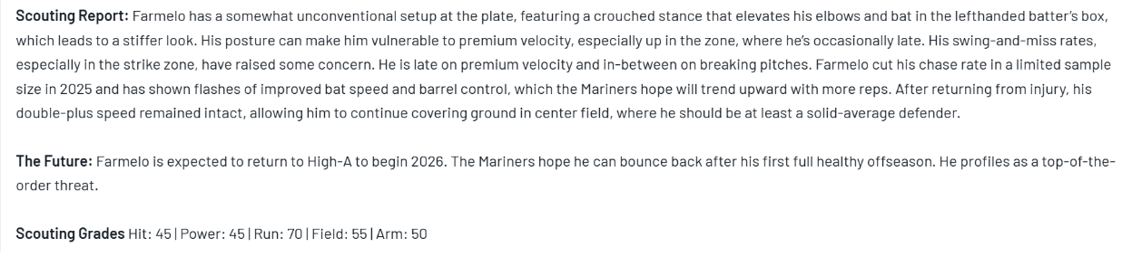 Farmelo Scouting Report