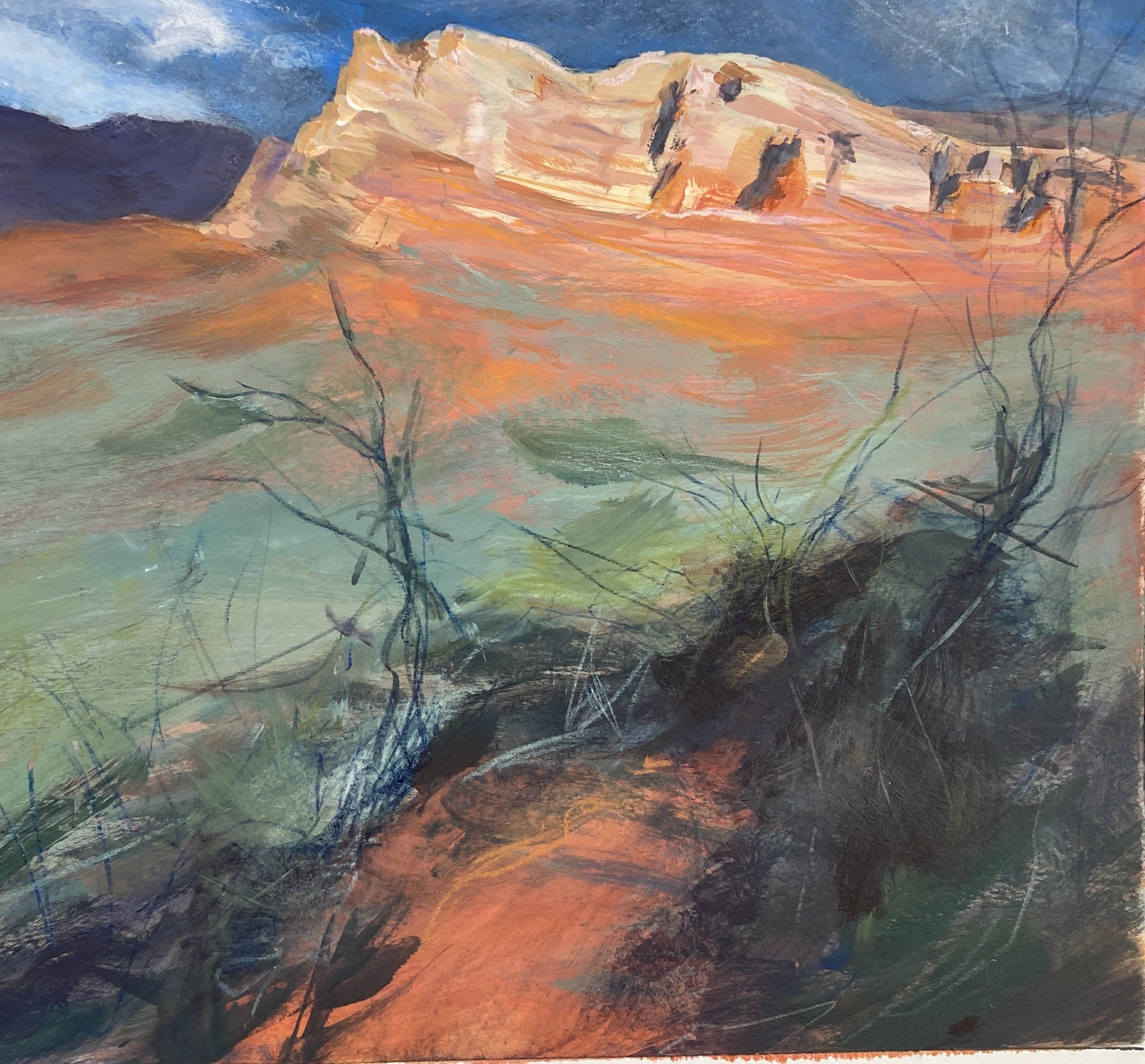  Late Day Sedona 2022 Acrylic and pencil on paper 12x12” 