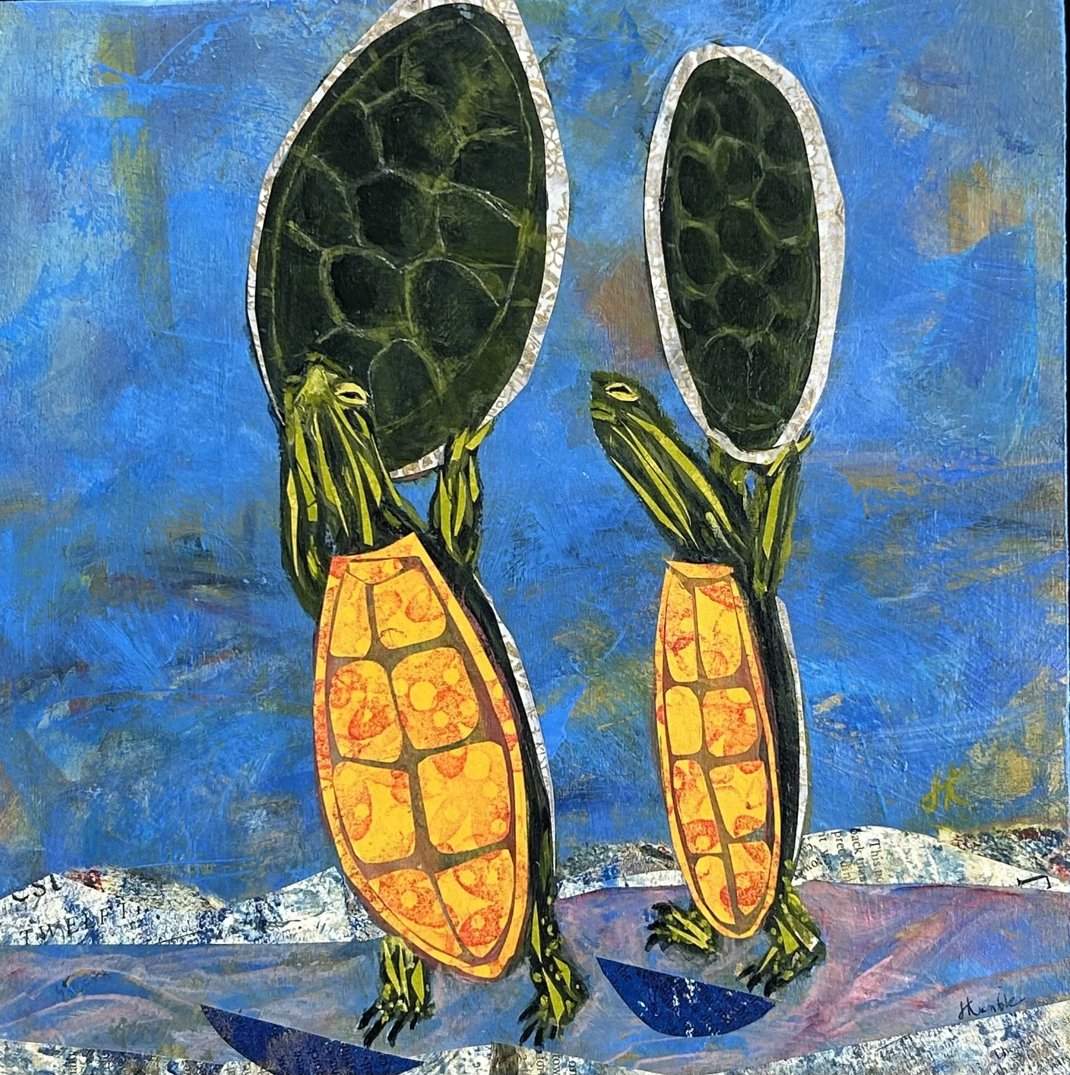  The Crossing Mixed media on board 2026 10×10 