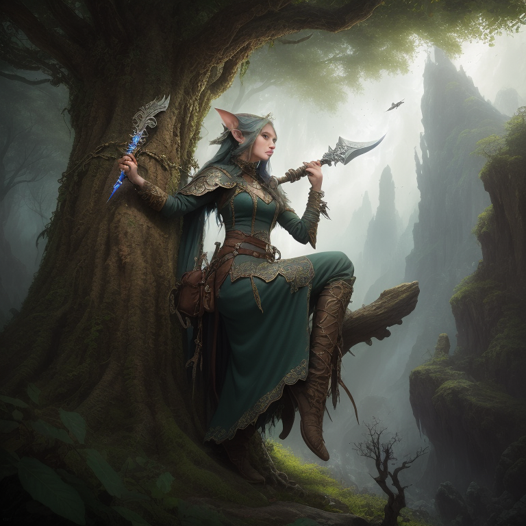 An elven druid protecting the forest