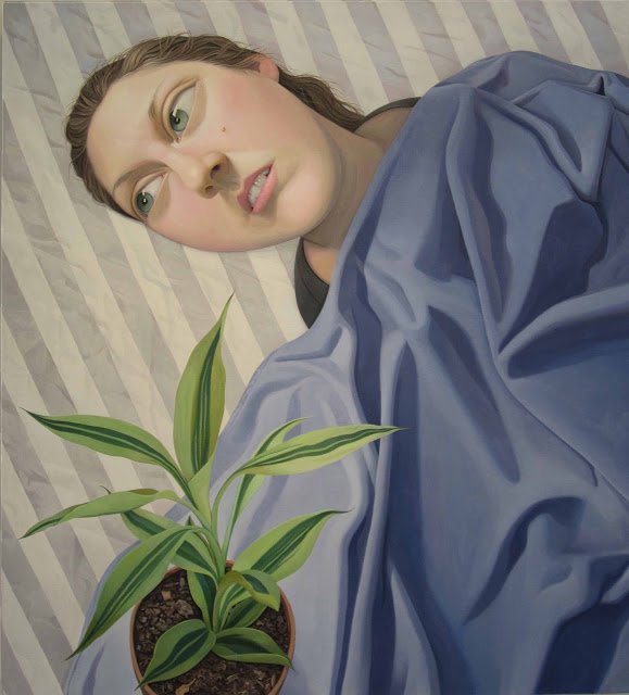Untitled (Marcy with Plant), Acrylic on linen, 33 x 30 inches, 2013