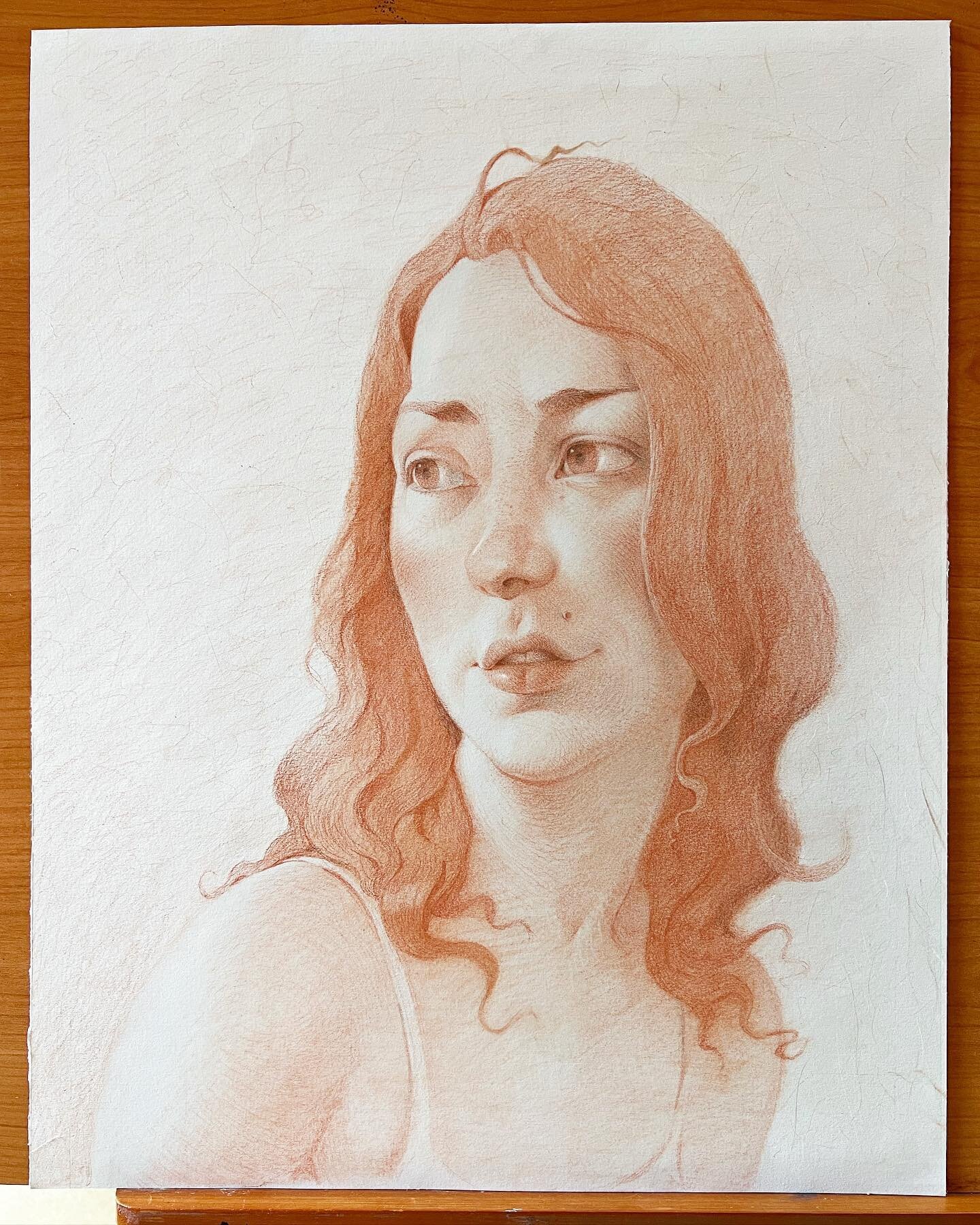 Another #drawing I was able to finish in Ukiah.  Enjoyed working in the natural light.  #portrait #realism #sanguinechalk #figuredrawing @bostonbandit